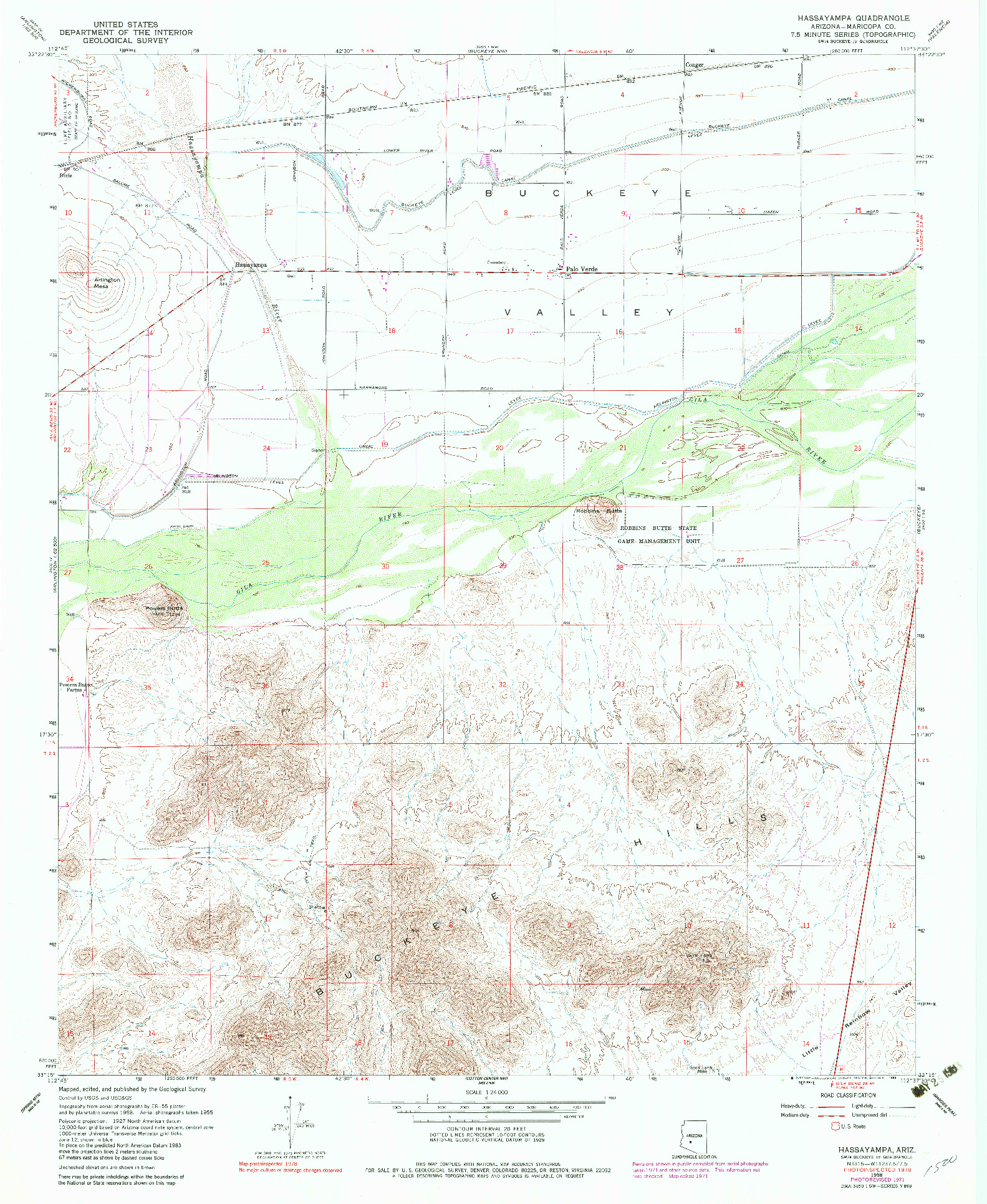 USGS 1:24000-SCALE QUADRANGLE FOR HASSAYAMPA, AZ 1958