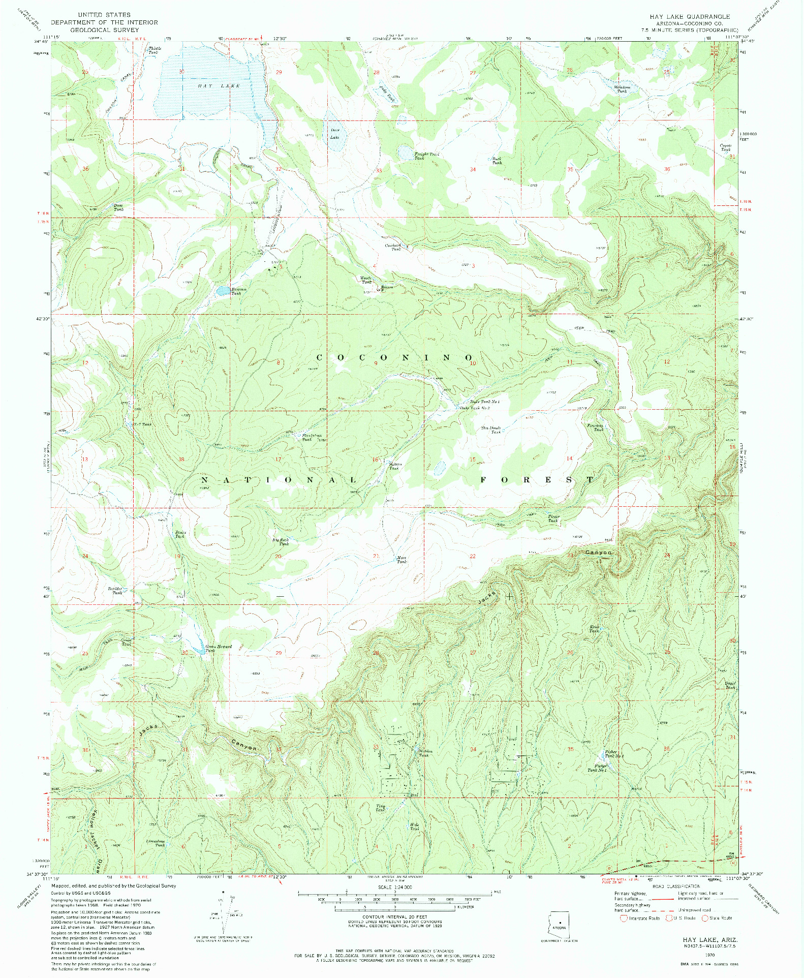 USGS 1:24000-SCALE QUADRANGLE FOR HAY LAKE, AZ 1970