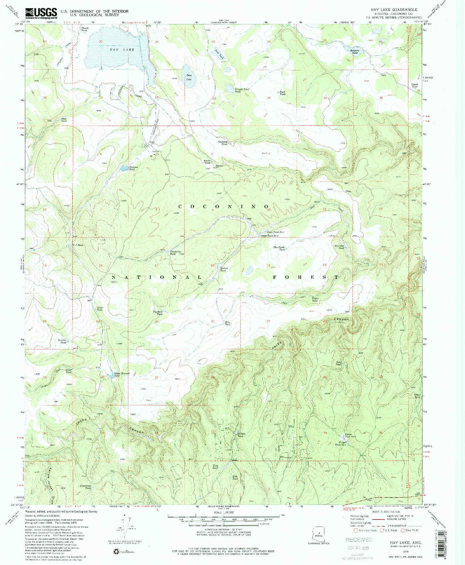 USGS 1:24000-SCALE QUADRANGLE FOR HAY LAKE, AZ 1970