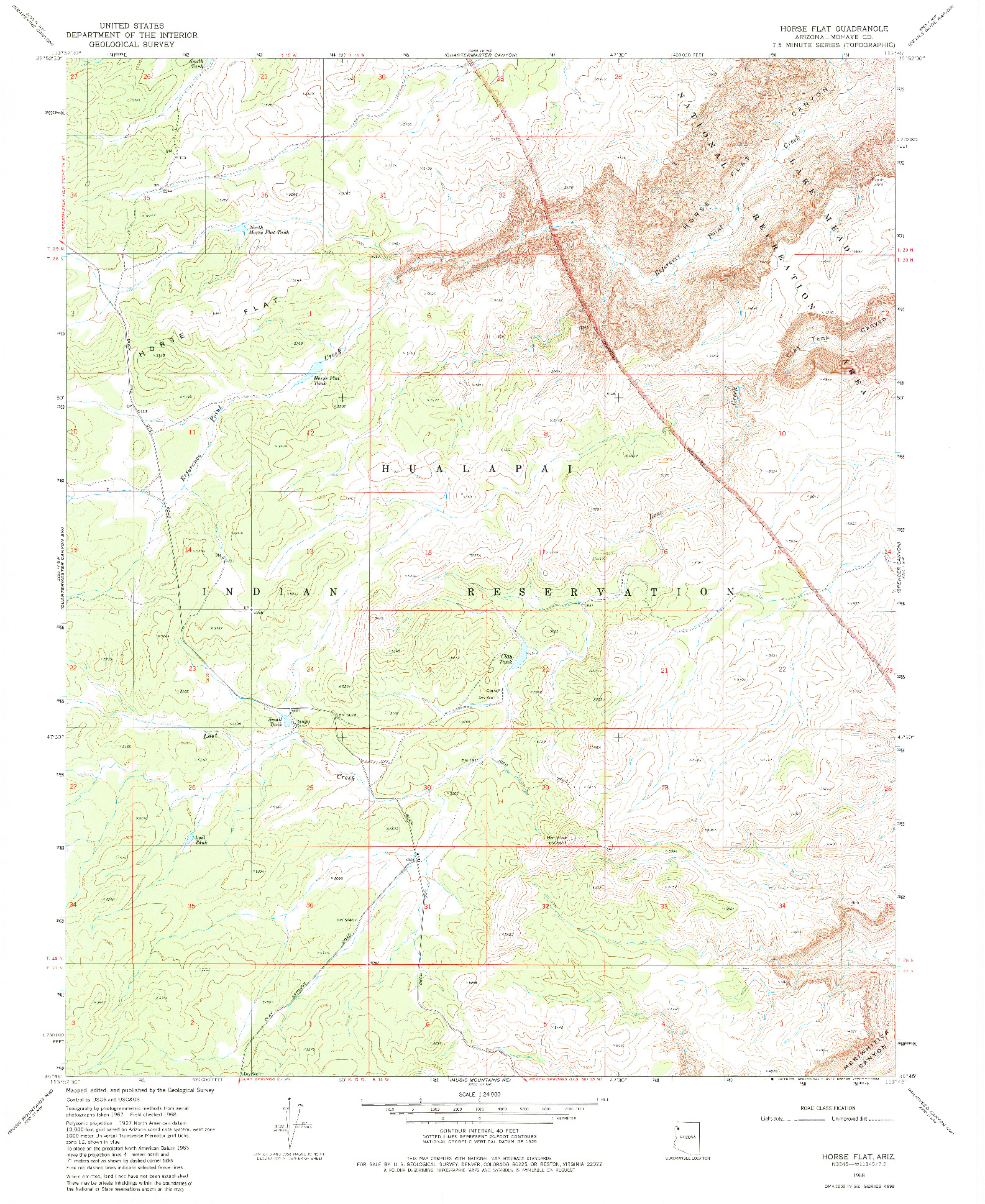 USGS 1:24000-SCALE QUADRANGLE FOR HORSE FLAT, AZ 1968