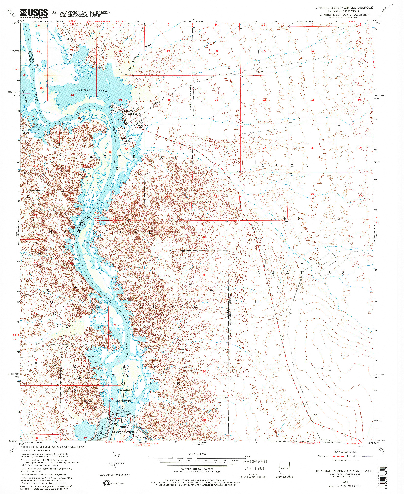 USGS 1:24000-SCALE QUADRANGLE FOR IMPERIAL RESERVOIR, AZ 1955