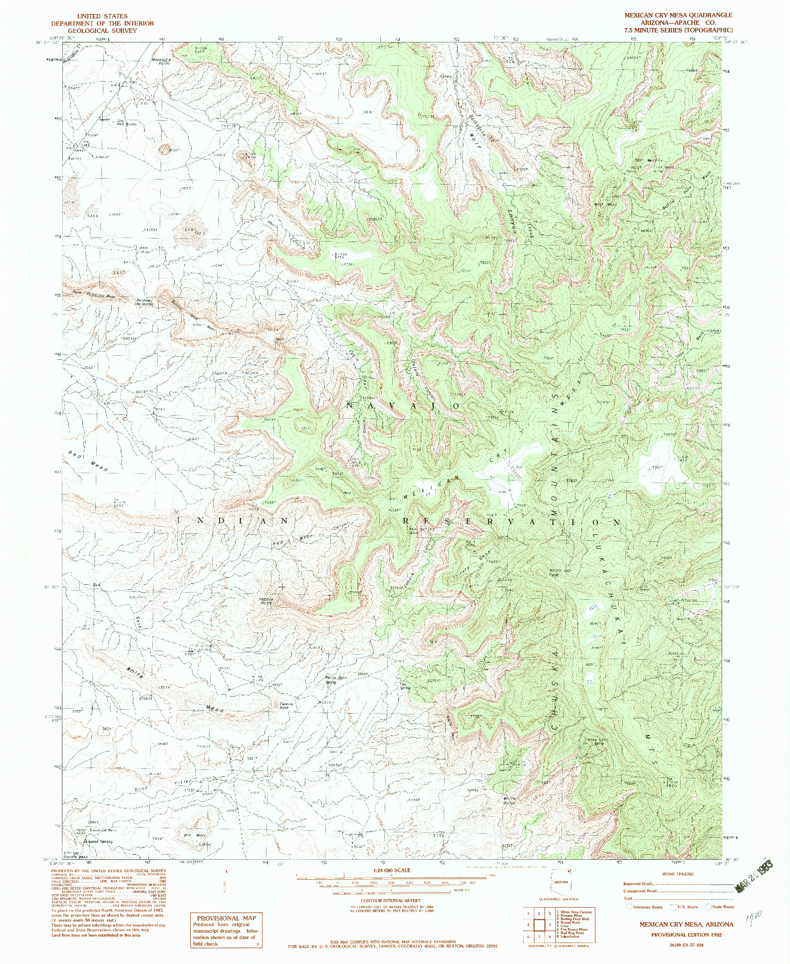 USGS 1:24000-SCALE QUADRANGLE FOR MEXICAN CRY MESA, AZ 1982