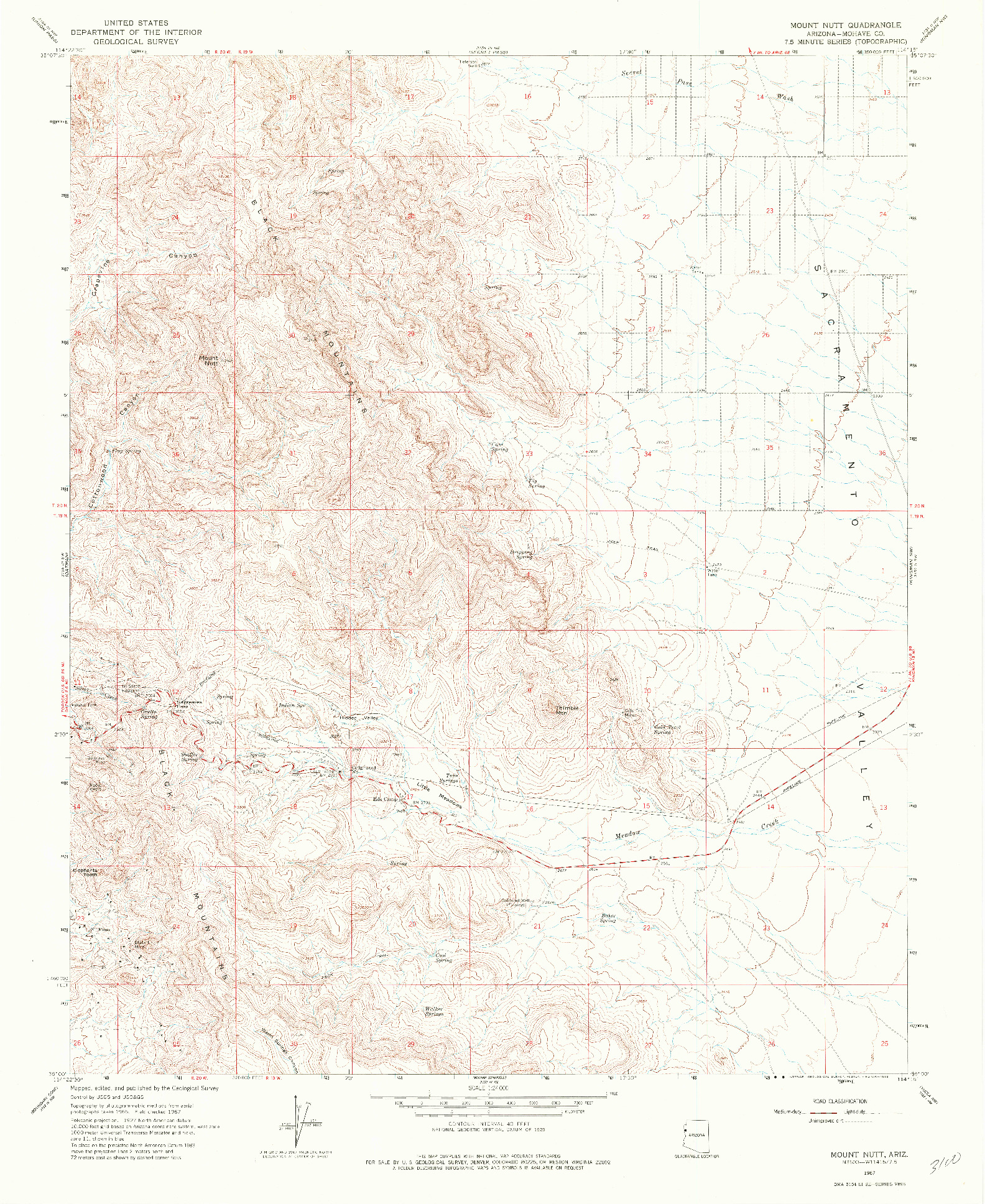 USGS 1:24000-SCALE QUADRANGLE FOR MOUNT NUTT, AZ 1967