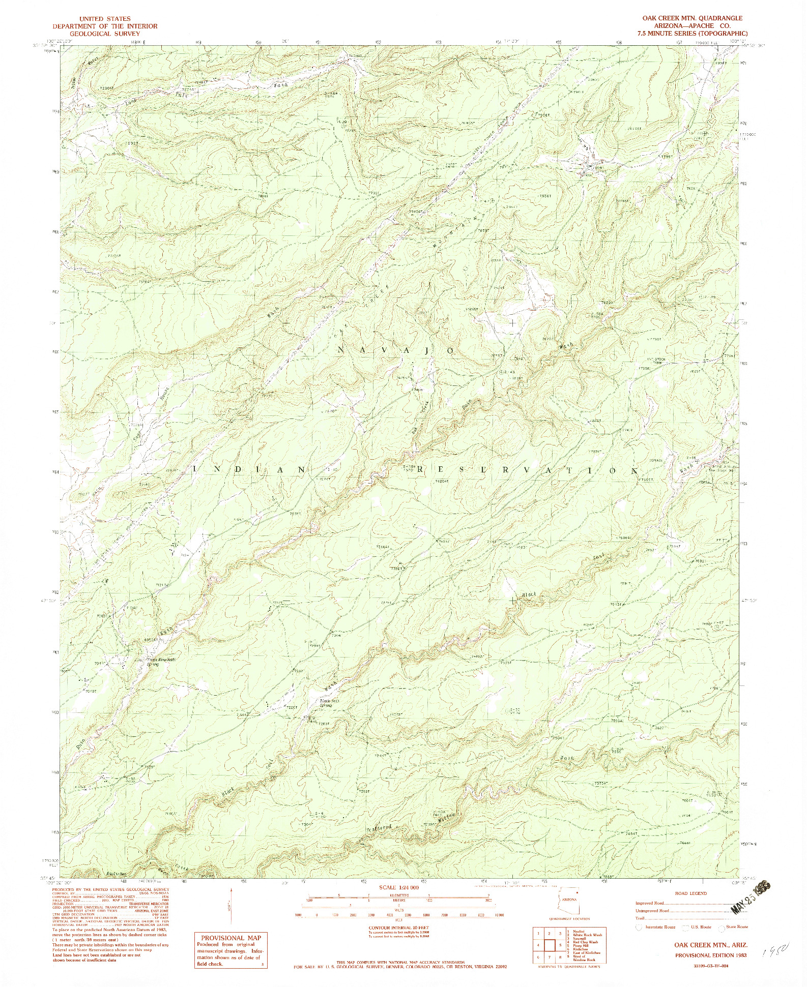USGS 1:24000-SCALE QUADRANGLE FOR OAK CREEK MTN, AZ 1983