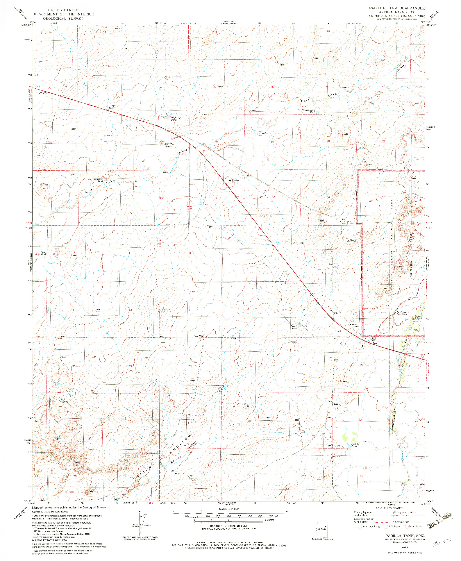 USGS 1:24000-SCALE QUADRANGLE FOR PADILLA TANK, AZ 1982
