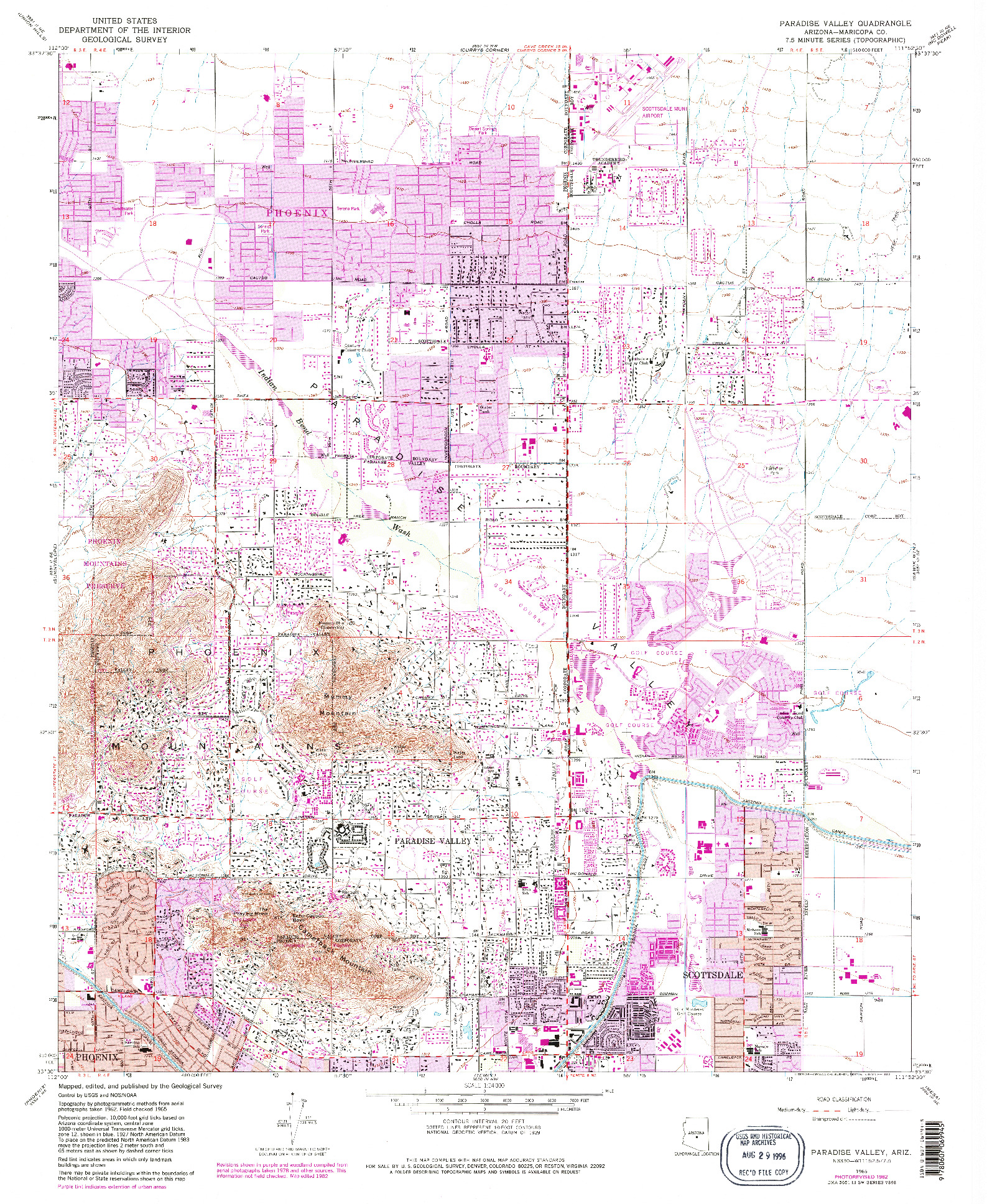 USGS 1:24000-SCALE QUADRANGLE FOR PARADISE VALLEY, AZ 1965