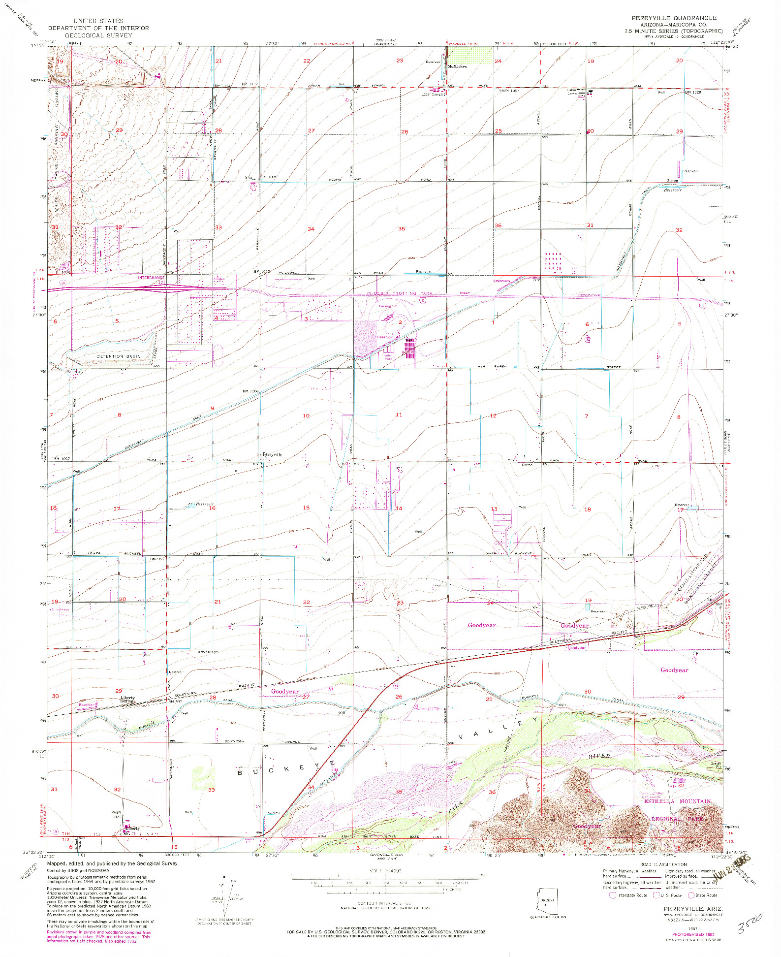 USGS 1:24000-SCALE QUADRANGLE FOR PERRYVILLE, AZ 1957