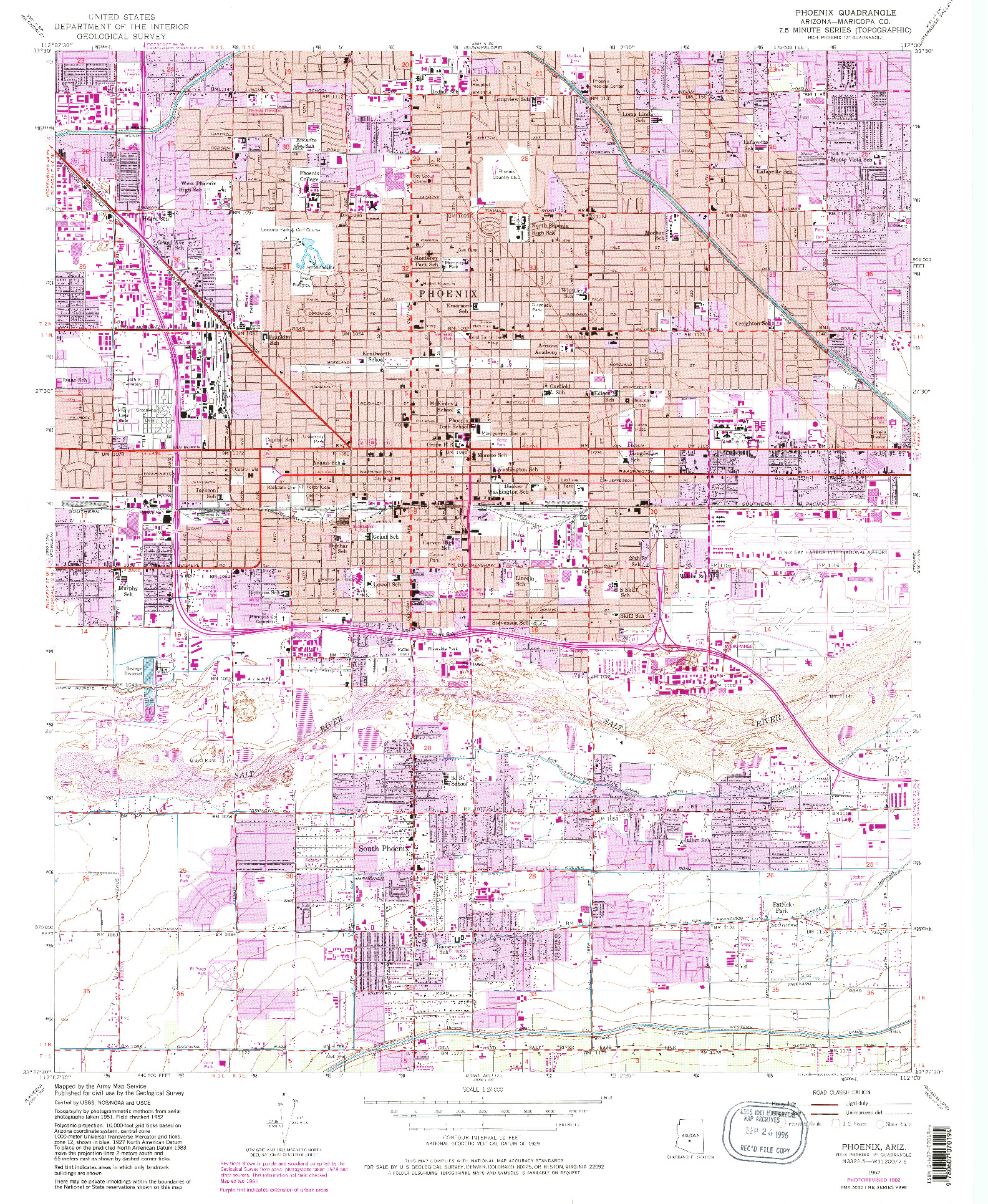 USGS 1:24000-SCALE QUADRANGLE FOR PHOENIX, AZ 1952