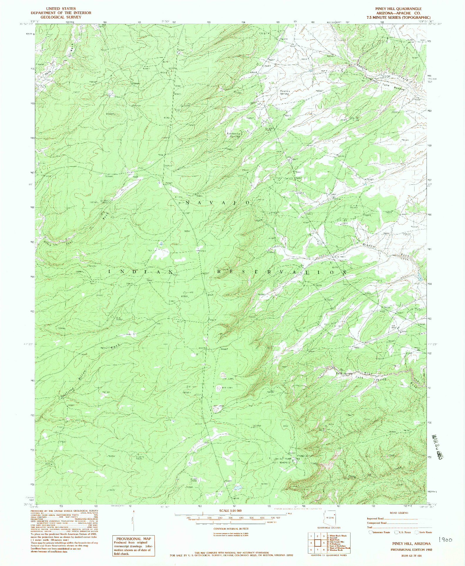 USGS 1:24000-SCALE QUADRANGLE FOR PINEY HILL, AZ 1982