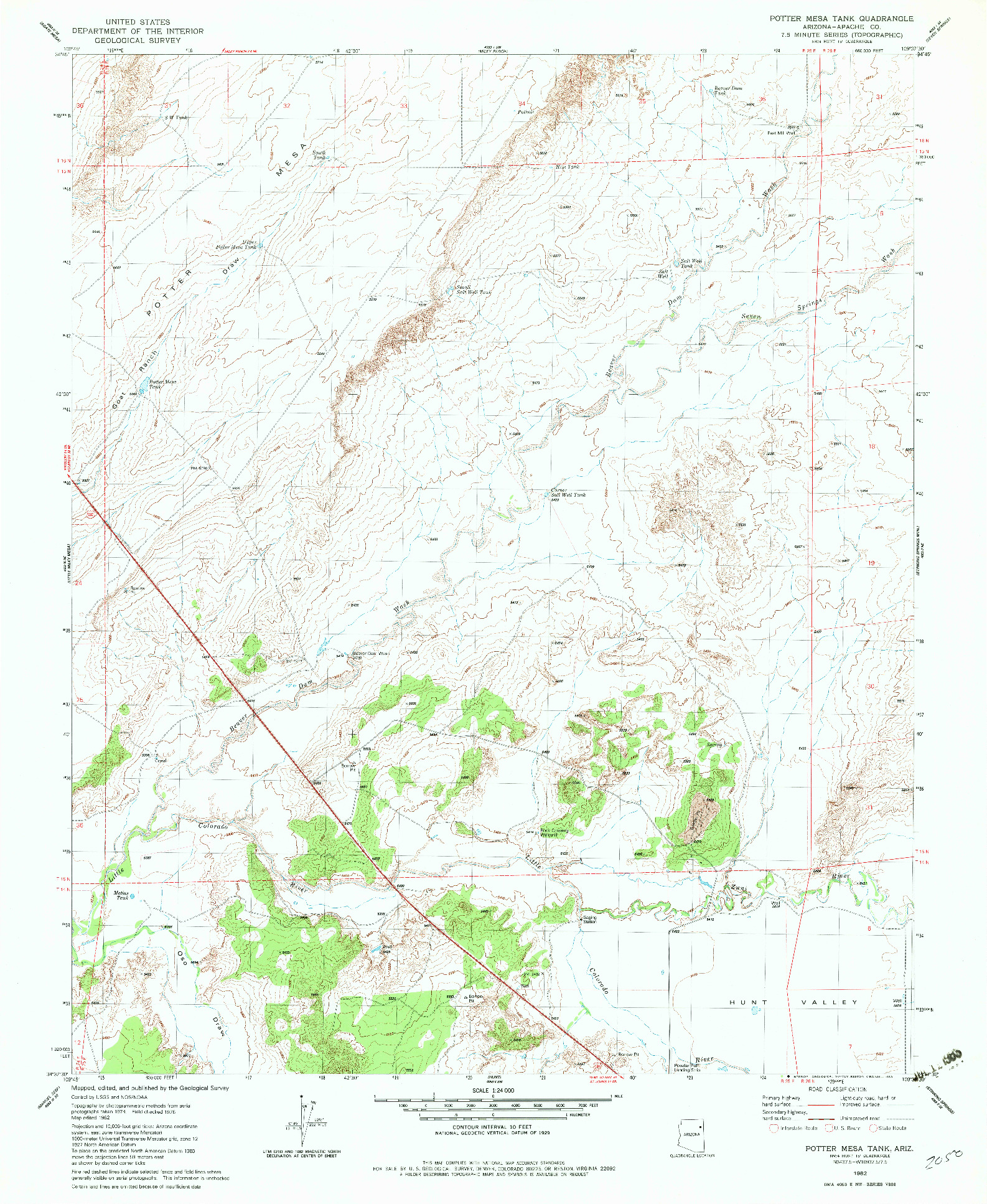 USGS 1:24000-SCALE QUADRANGLE FOR POTTER MESA TANK, AZ 1982