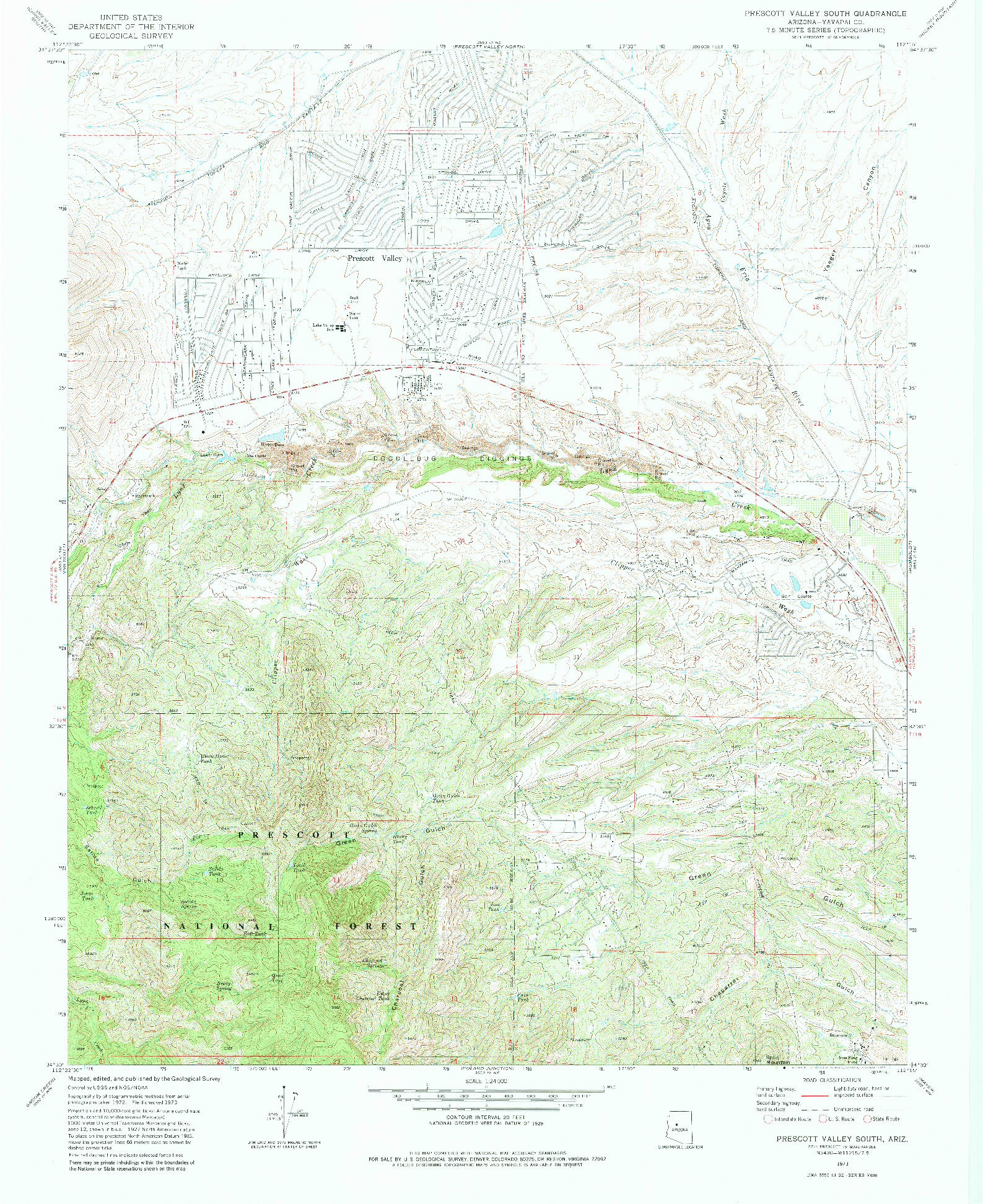 USGS 1:24000-SCALE QUADRANGLE FOR PRESCOTT VALLEY SOUTH, AZ 1973