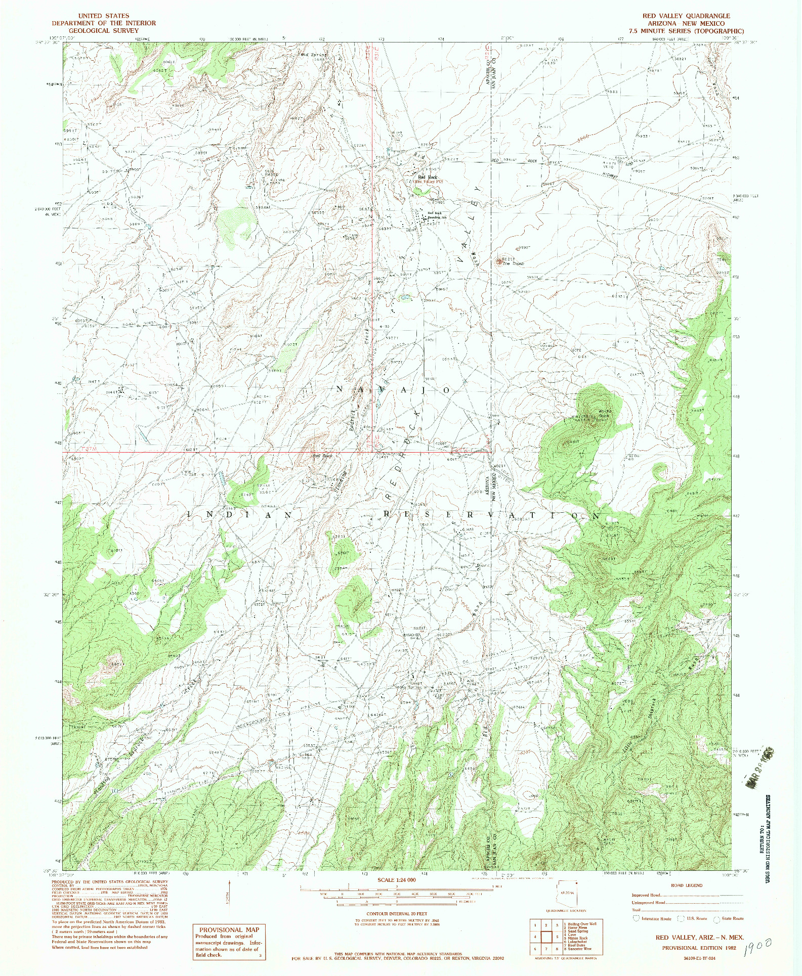 USGS 1:24000-SCALE QUADRANGLE FOR RED VALLEY, AZ 1982