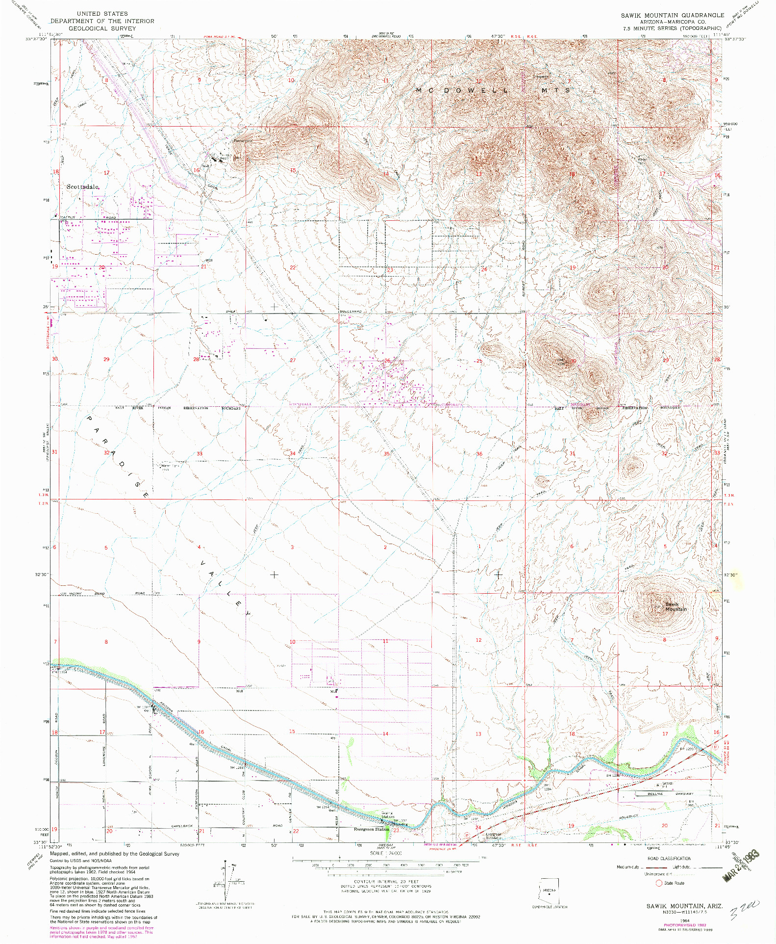 USGS 1:24000-SCALE QUADRANGLE FOR SAWIK MOUNTAIN, AZ 1964