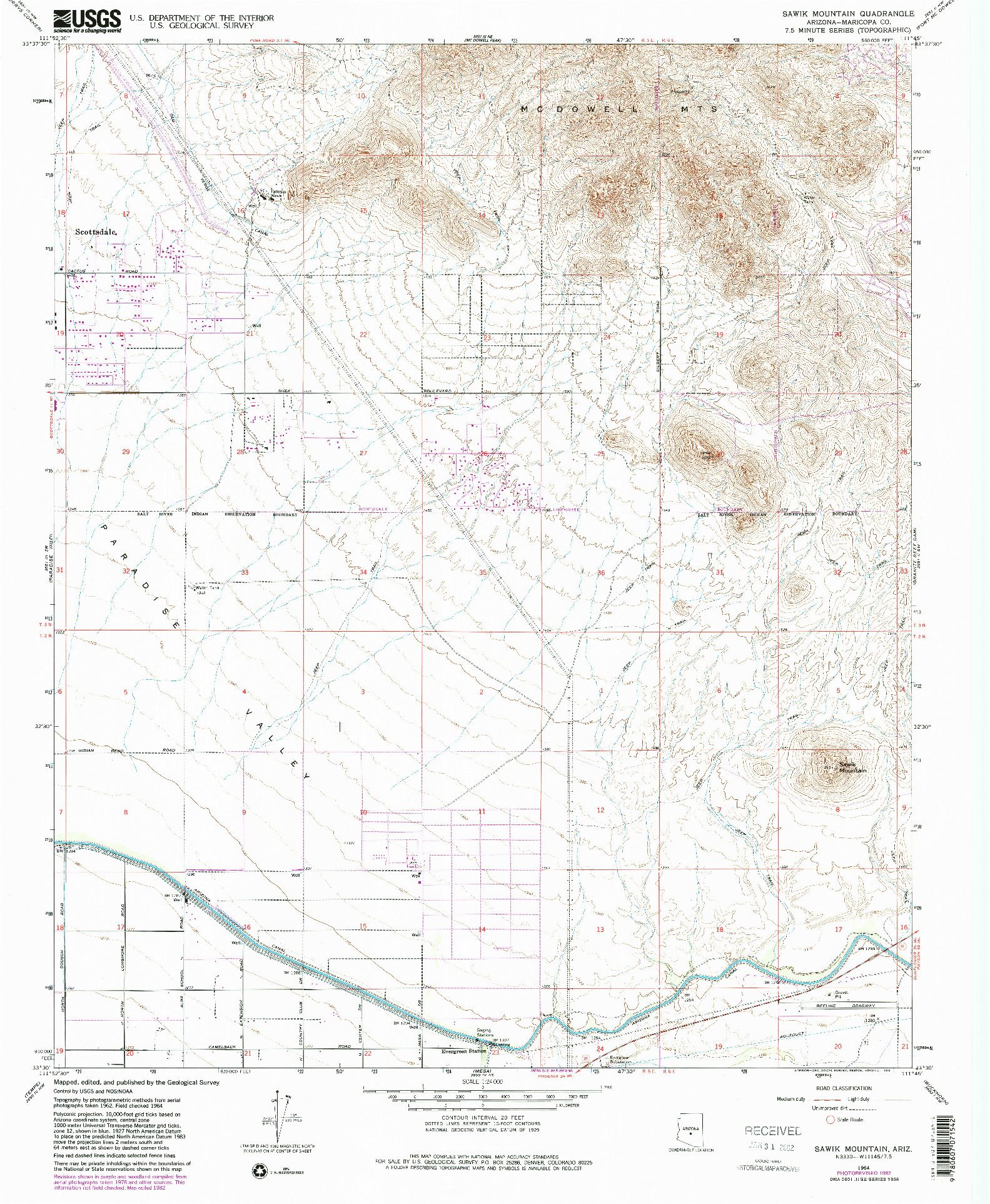 USGS 1:24000-SCALE QUADRANGLE FOR SAWIK MOUNTAIN, AZ 1964
