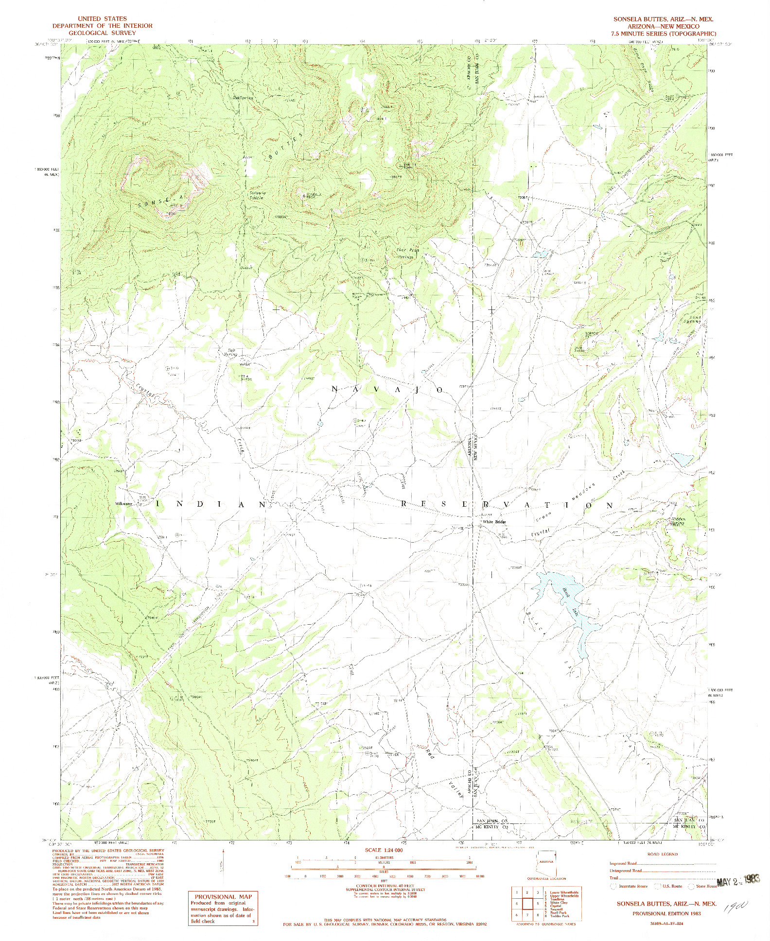USGS 1:24000-SCALE QUADRANGLE FOR SONSELA BUTTES, AZ 1983
