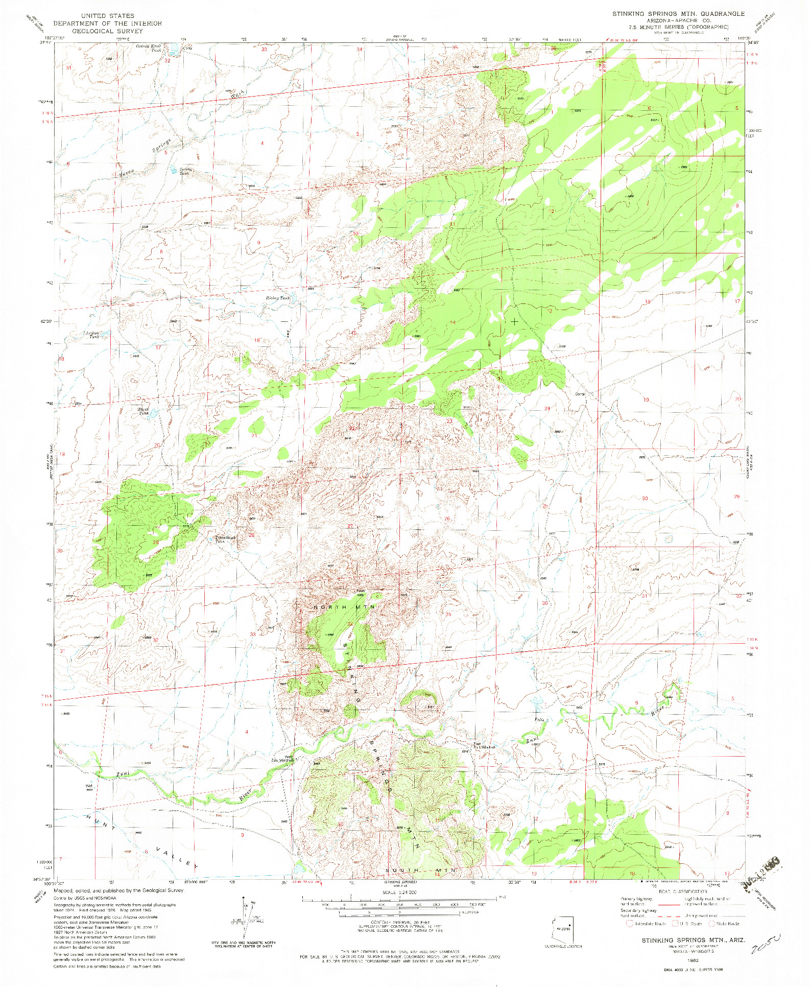 USGS 1:24000-SCALE QUADRANGLE FOR STINKING SPRINGS MTN., AZ 1982