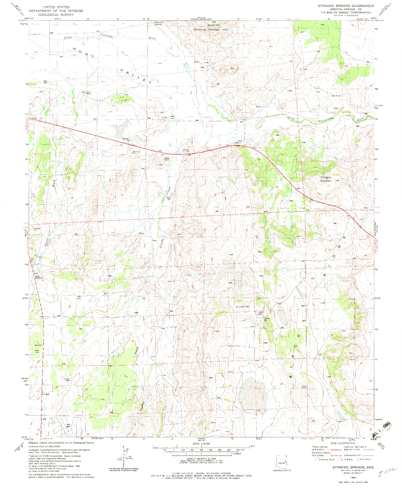 USGS 1:24000-SCALE QUADRANGLE FOR STINKING SPRINGS, AZ 1982