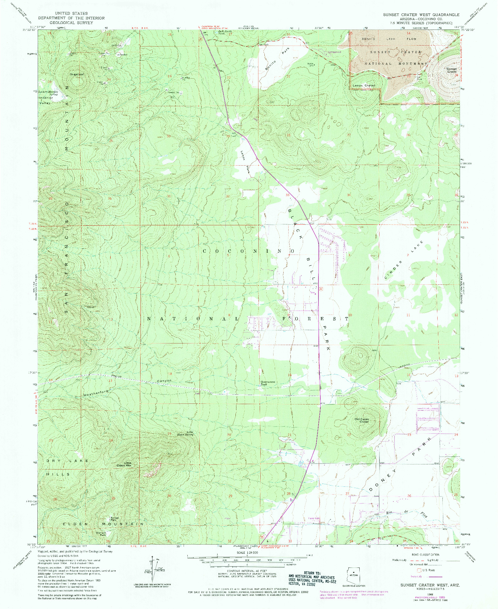 USGS 1:24000-SCALE QUADRANGLE FOR SUNSET CRATER WEST, AZ 1966