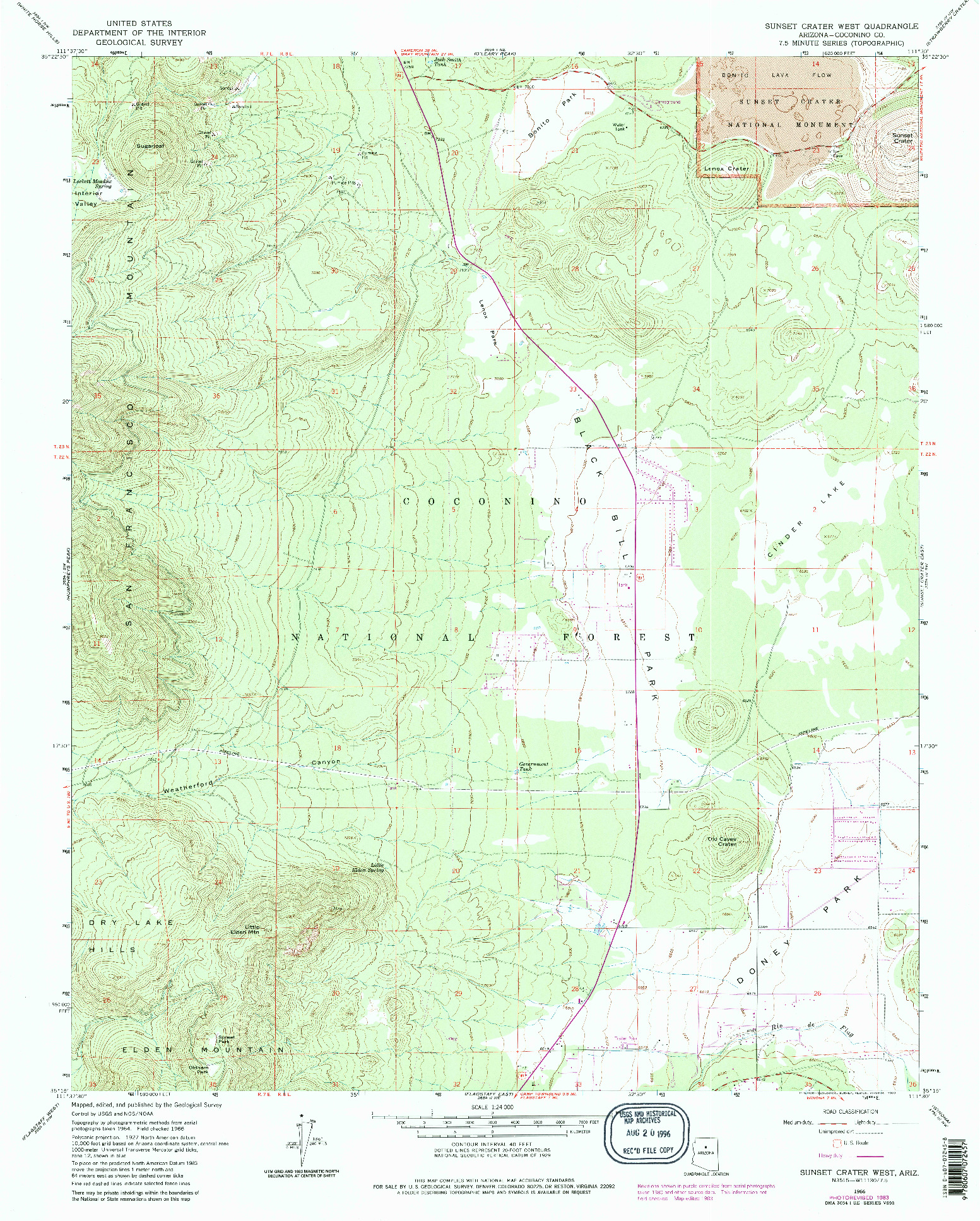 USGS 1:24000-SCALE QUADRANGLE FOR SUNSET CRATER WEST, AZ 1966