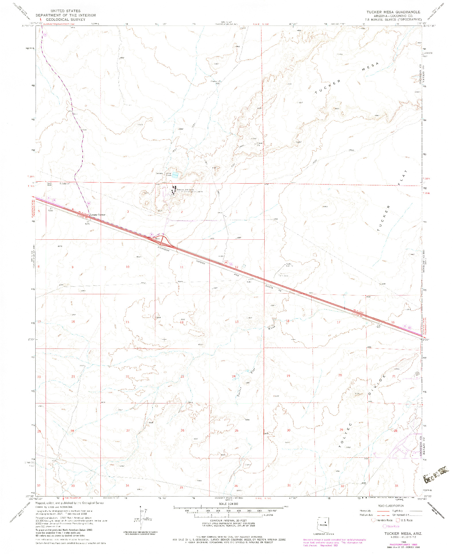 USGS 1:24000-SCALE QUADRANGLE FOR TUCKER MESA, AZ 1968