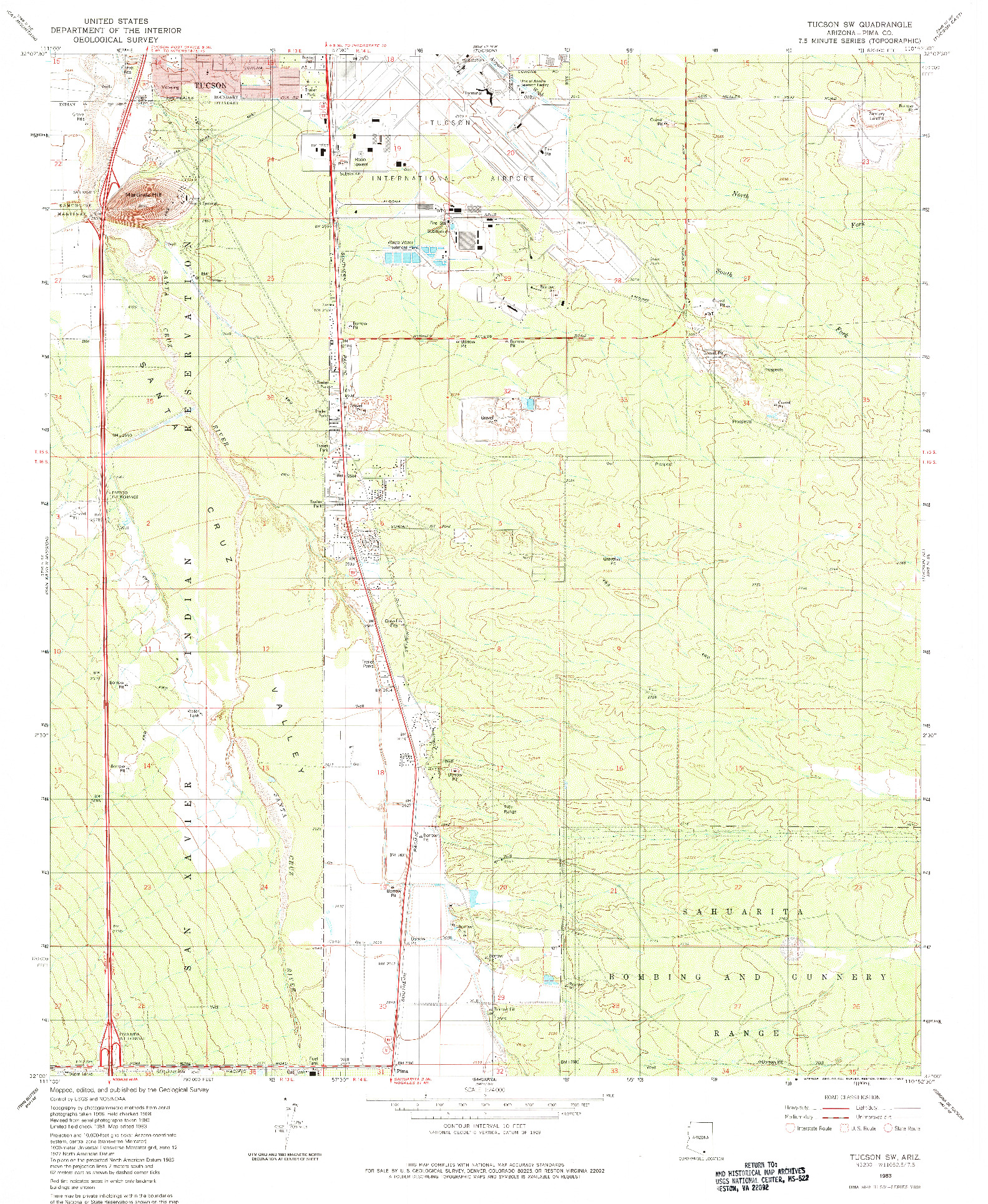 USGS 1:24000-SCALE QUADRANGLE FOR TUCSON SW, AZ 1983