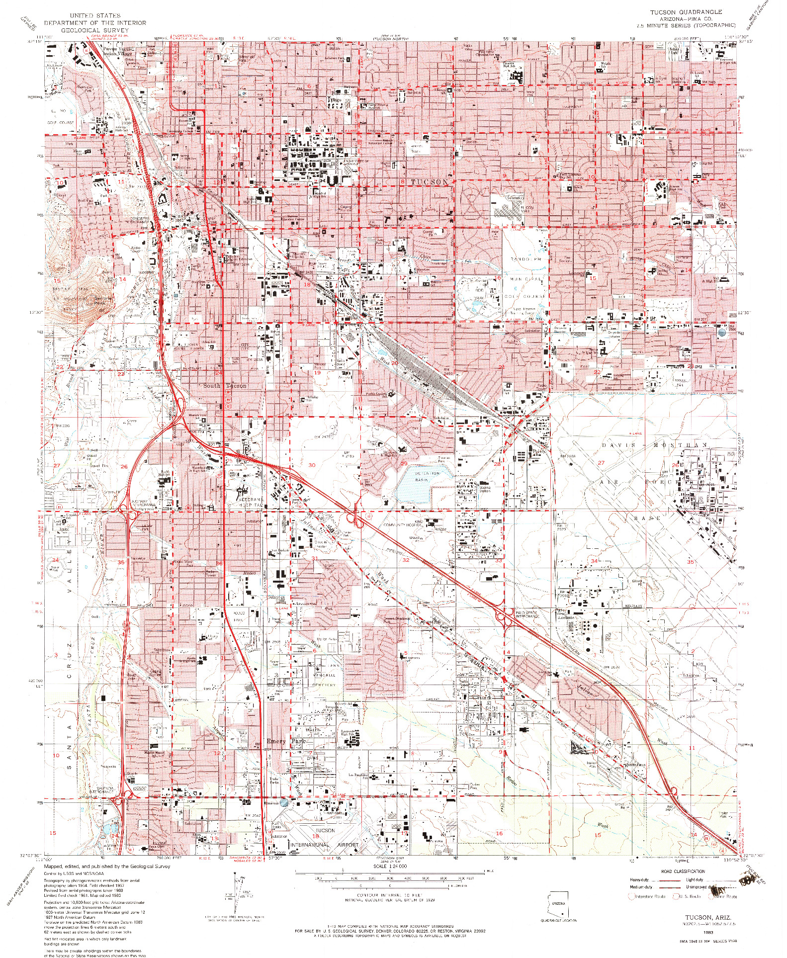 USGS 1:24000-SCALE QUADRANGLE FOR TUCSON, AZ 1983