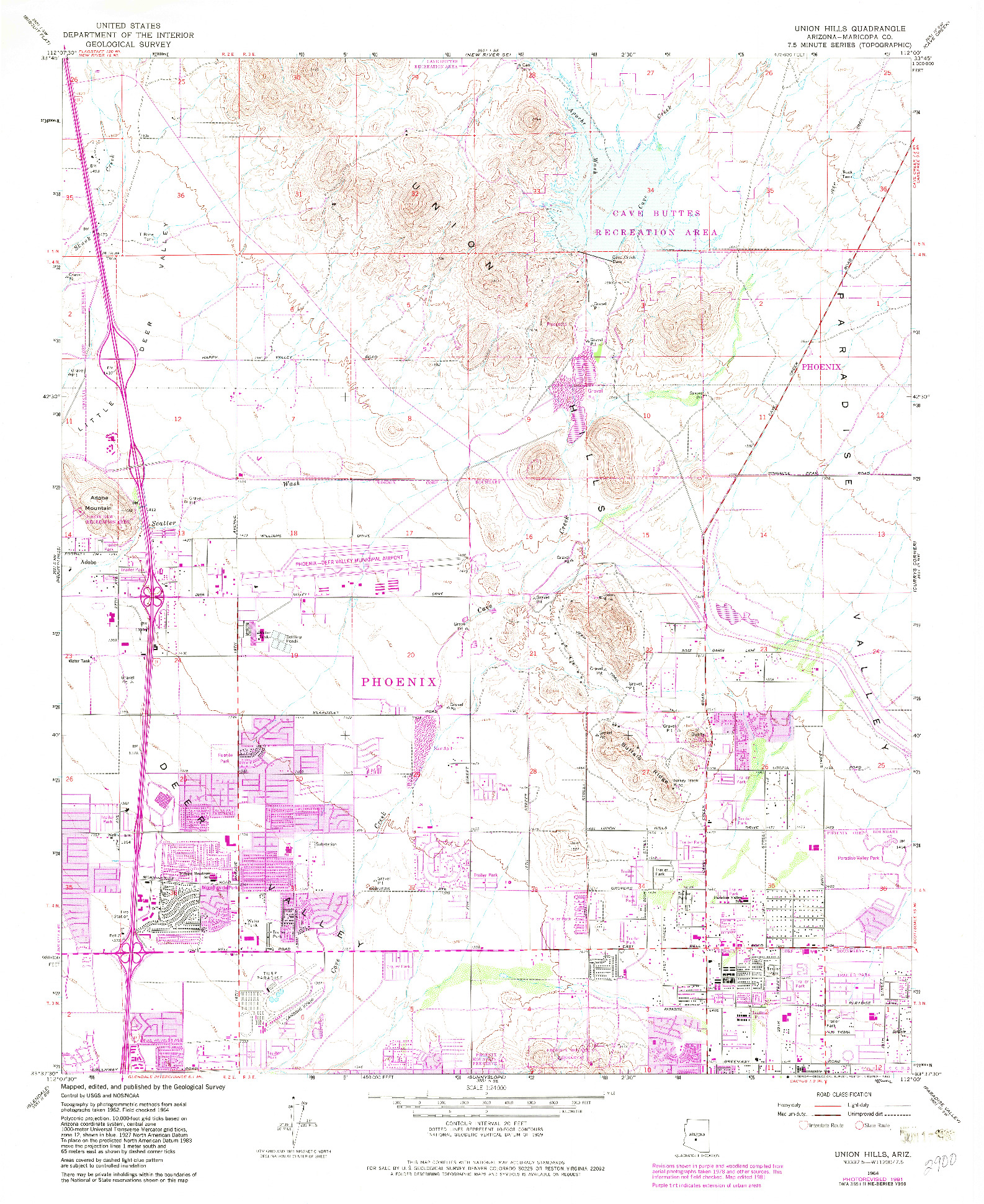 USGS 1:24000-SCALE QUADRANGLE FOR UNION HILLS, AZ 1964