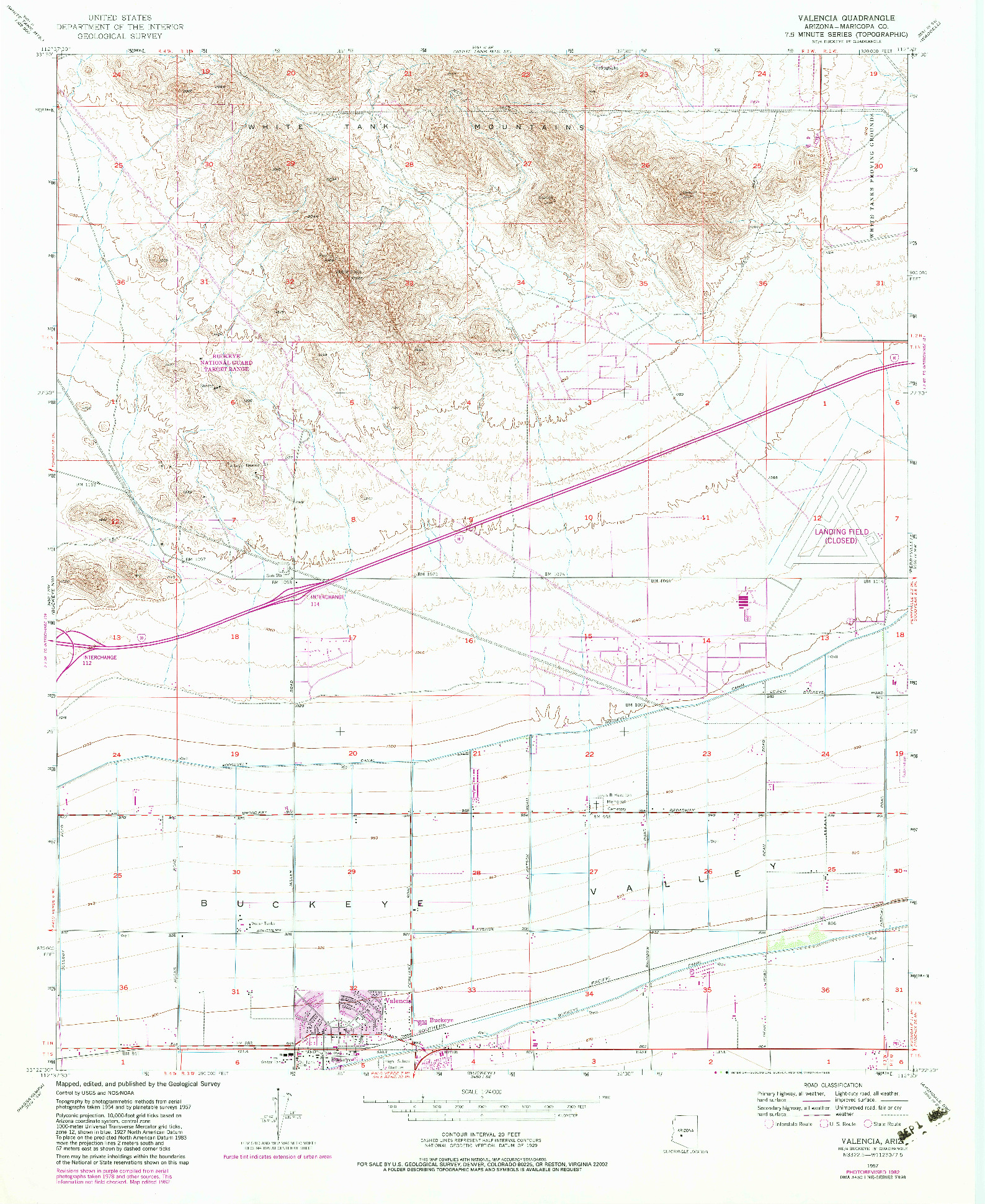 USGS 1:24000-SCALE QUADRANGLE FOR VALENCIA, AZ 1957