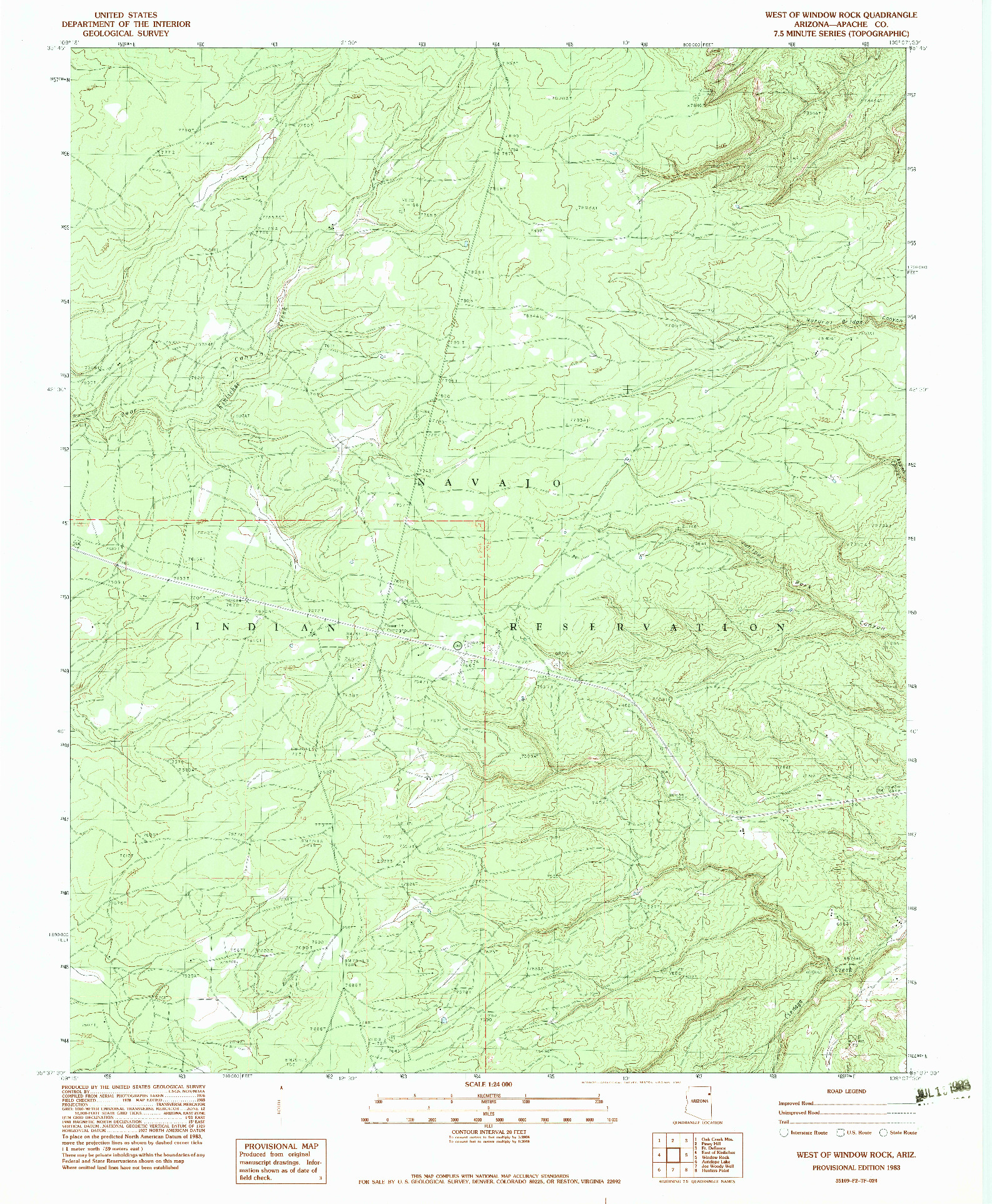 USGS 1:24000-SCALE QUADRANGLE FOR WEST OF WINDOW ROCK, AZ 1983