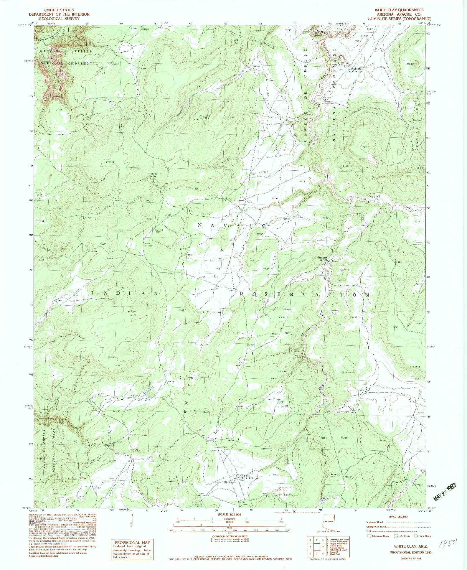 USGS 1:24000-SCALE QUADRANGLE FOR WHITE CLAY, AZ 1983