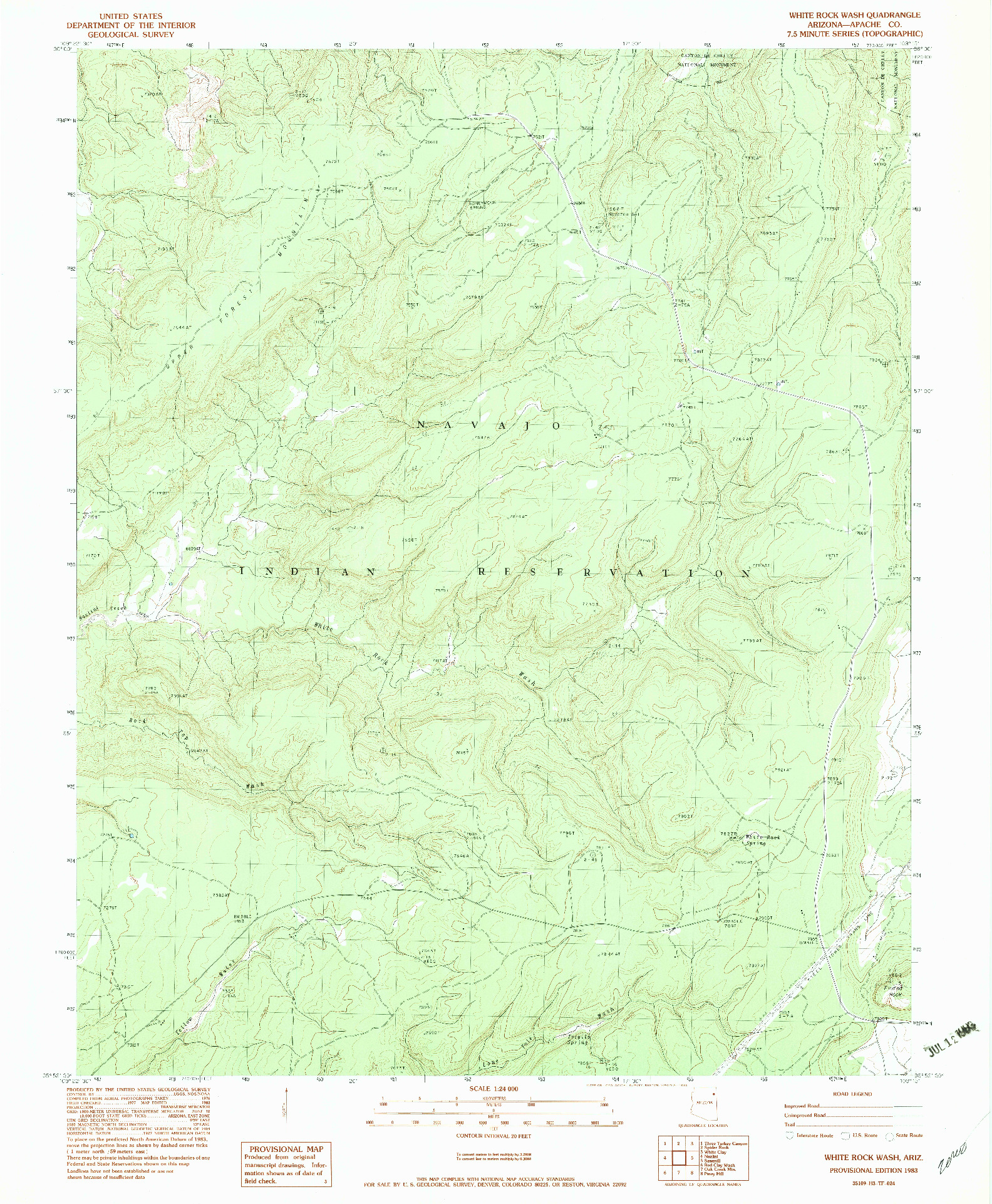 USGS 1:24000-SCALE QUADRANGLE FOR WHITE ROCK WASH, AZ 1983