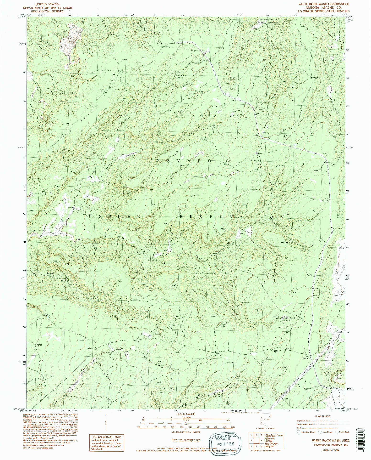 USGS 1:24000-SCALE QUADRANGLE FOR WHITE ROCK WASH, AZ 1983