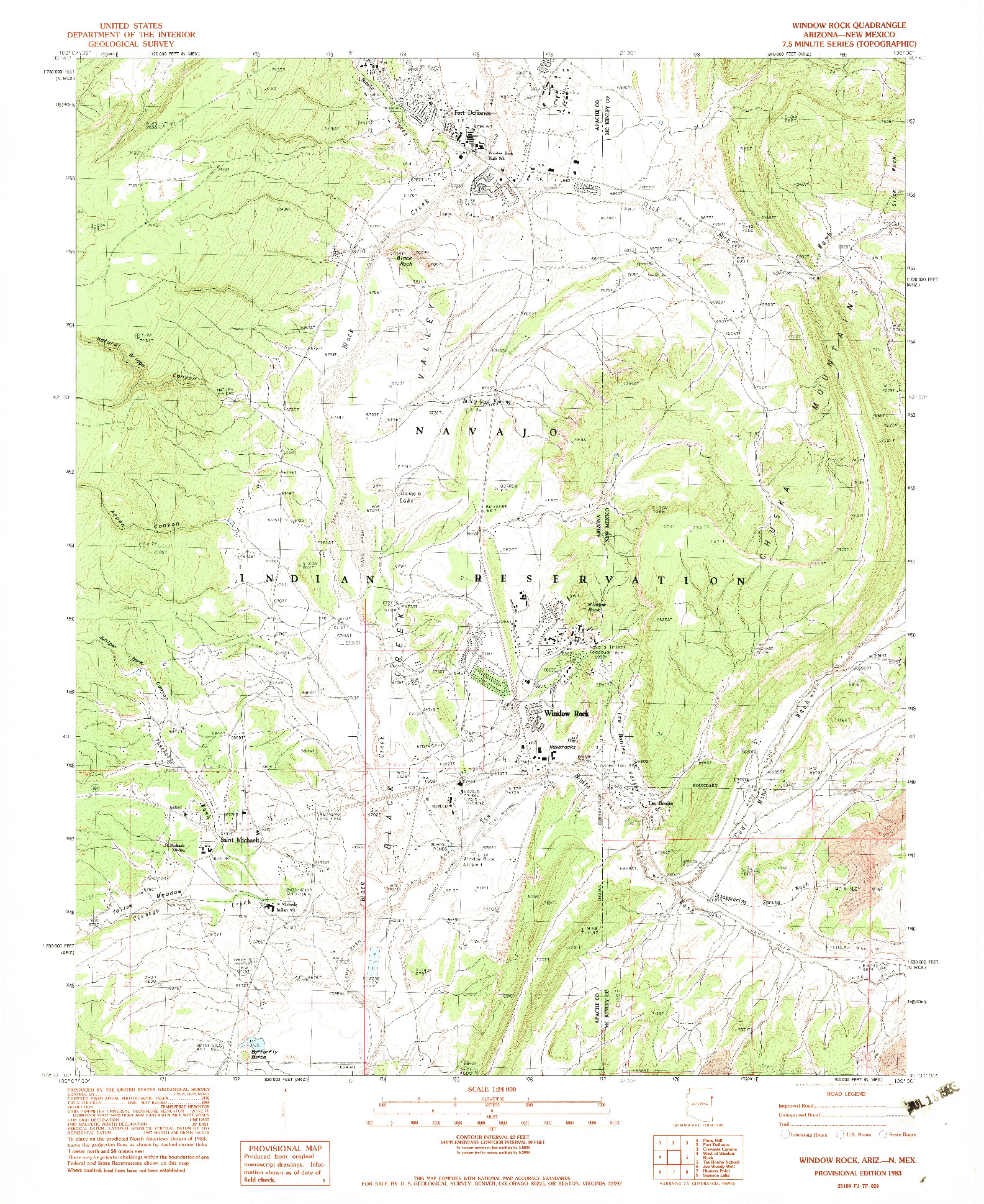 USGS 1:24000-SCALE QUADRANGLE FOR WINDOW ROCK, AZ 1983