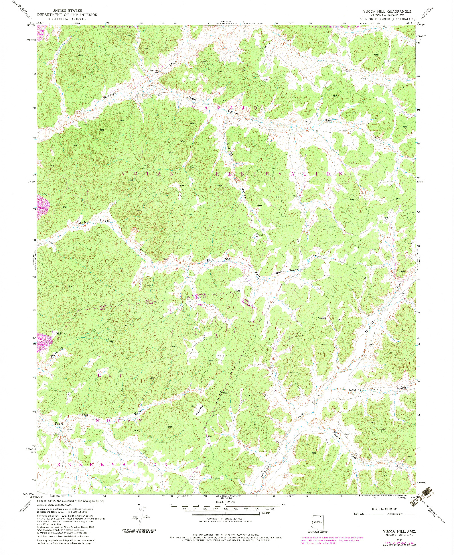 USGS 1:24000-SCALE QUADRANGLE FOR YUCCA HILL, AZ 1968