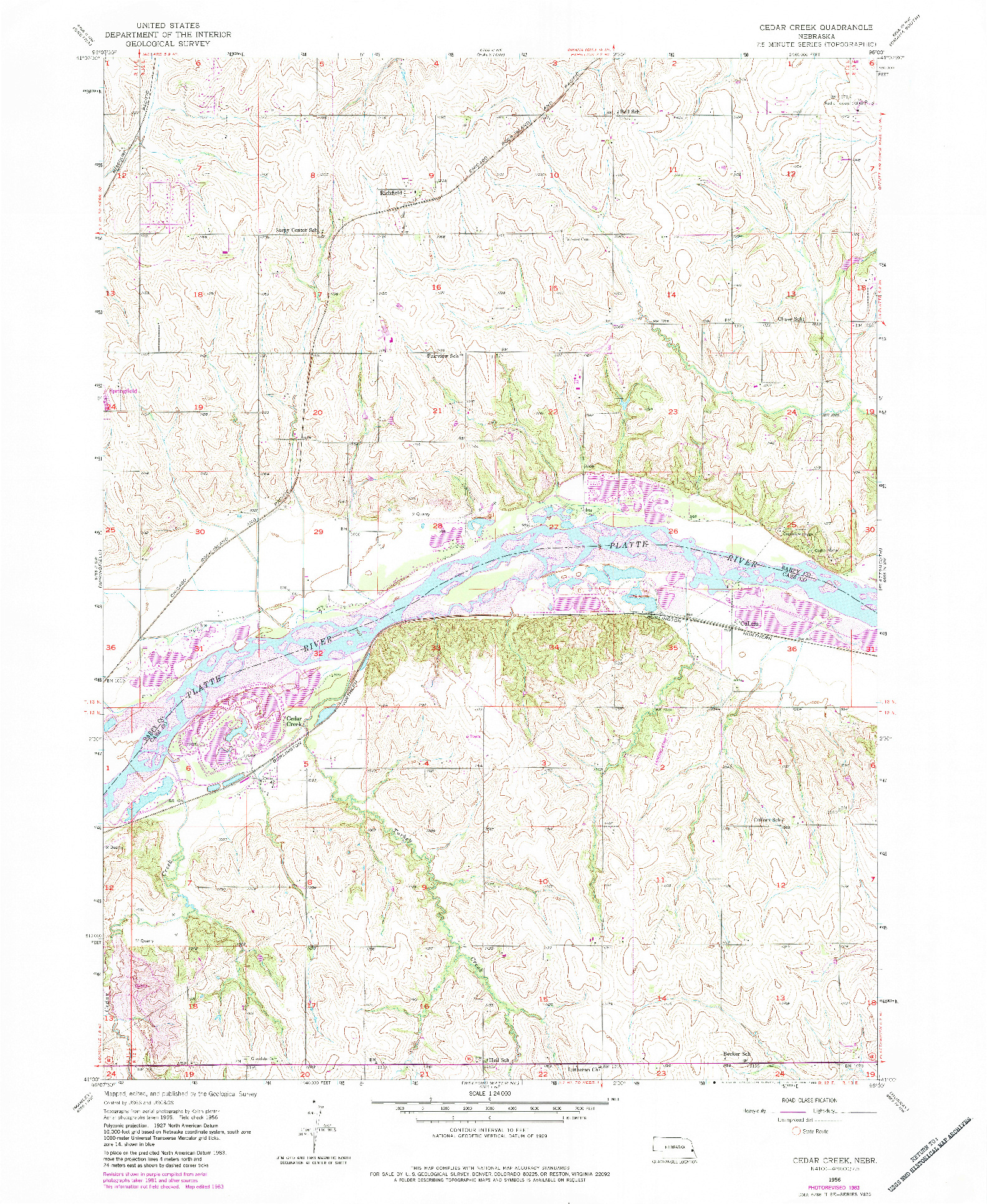 USGS 1:24000-SCALE QUADRANGLE FOR CEDAR CREEK, NE 1956