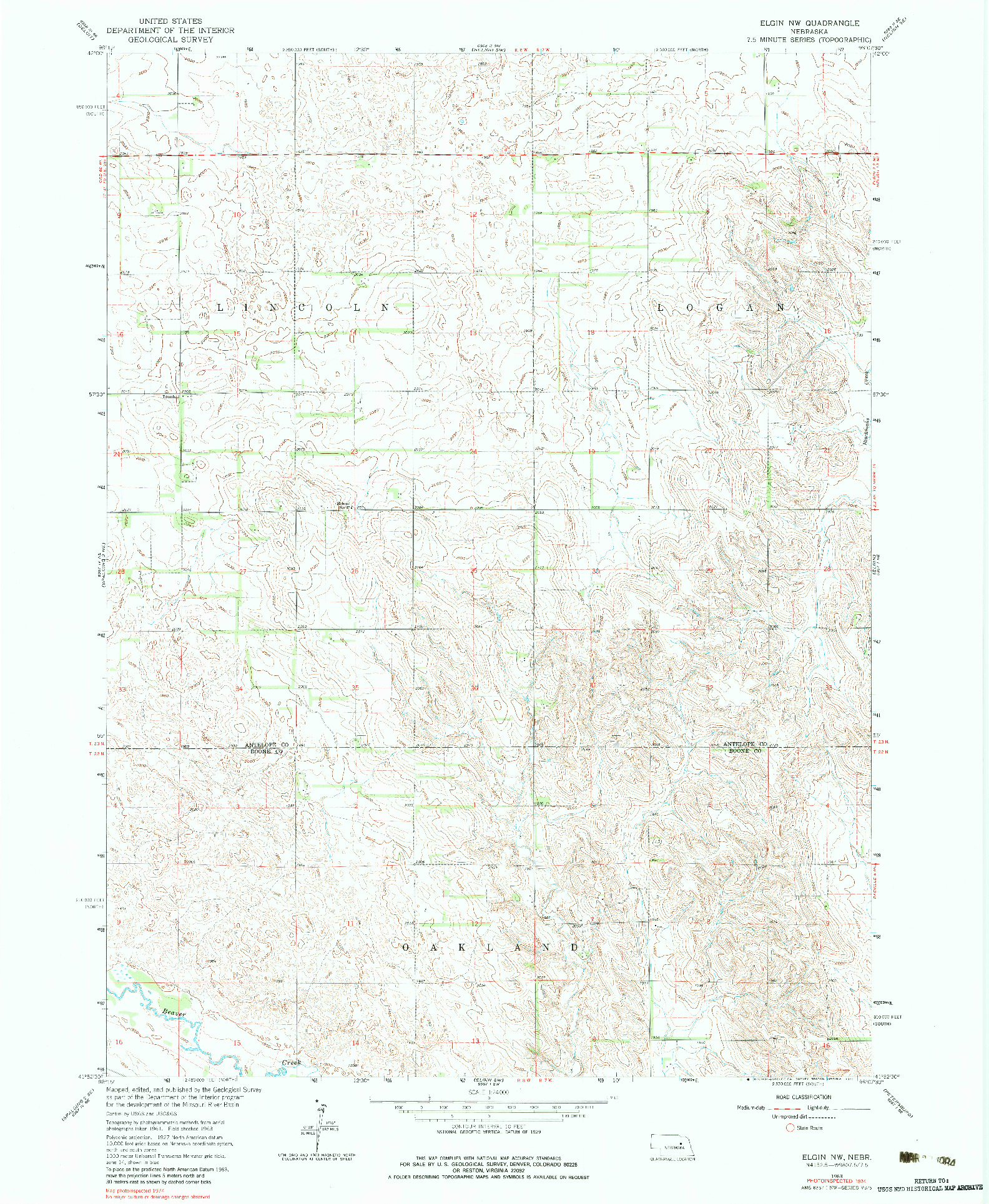 USGS 1:24000-SCALE QUADRANGLE FOR ELGIN NW, NE 1963