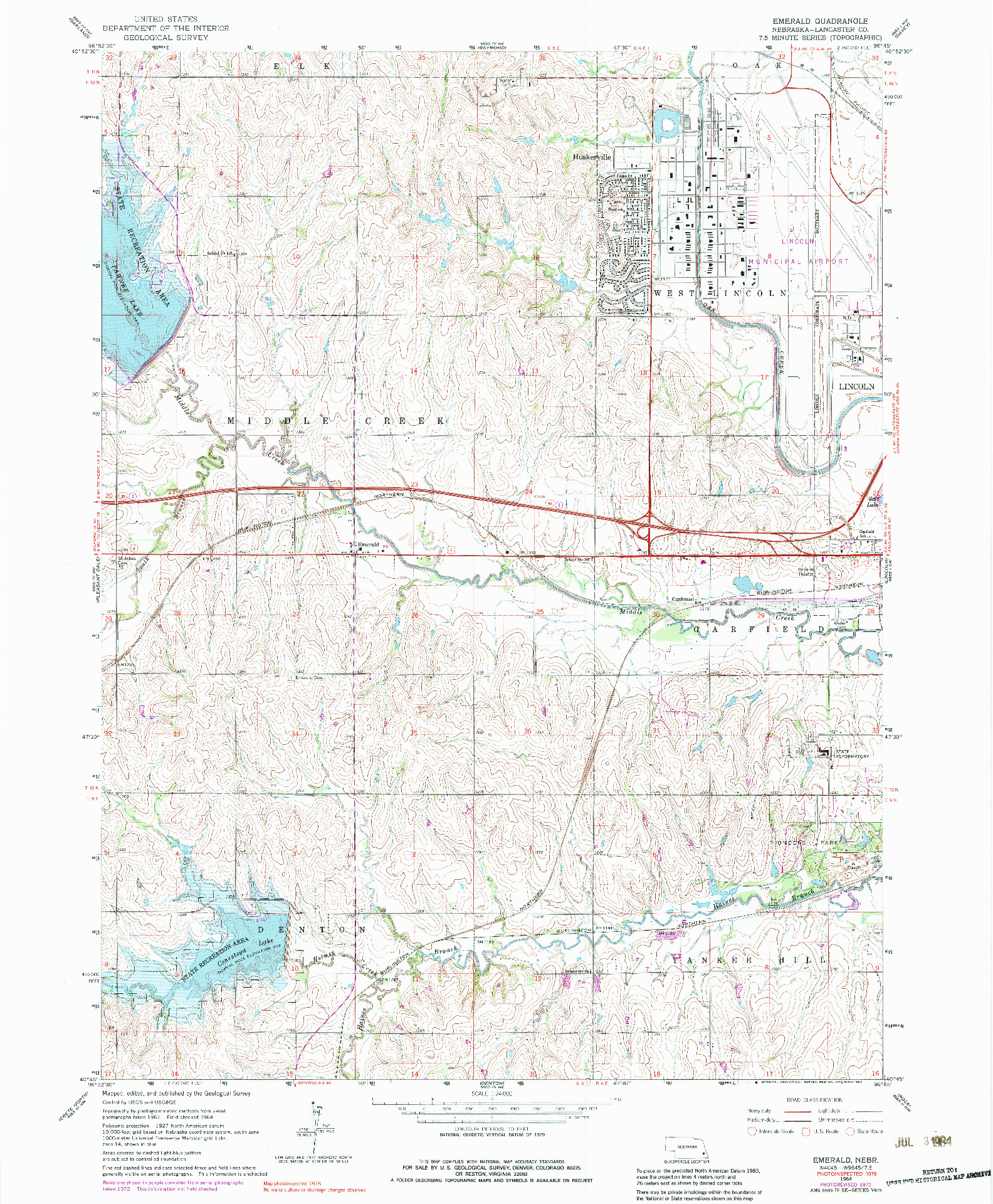 USGS 1:24000-SCALE QUADRANGLE FOR EMERALD, NE 1964