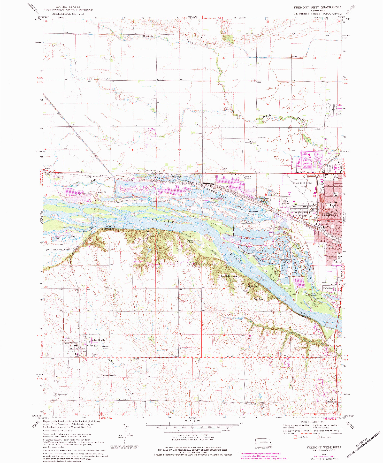 USGS 1:24000-SCALE QUADRANGLE FOR FREMONT WEST, NE 1968