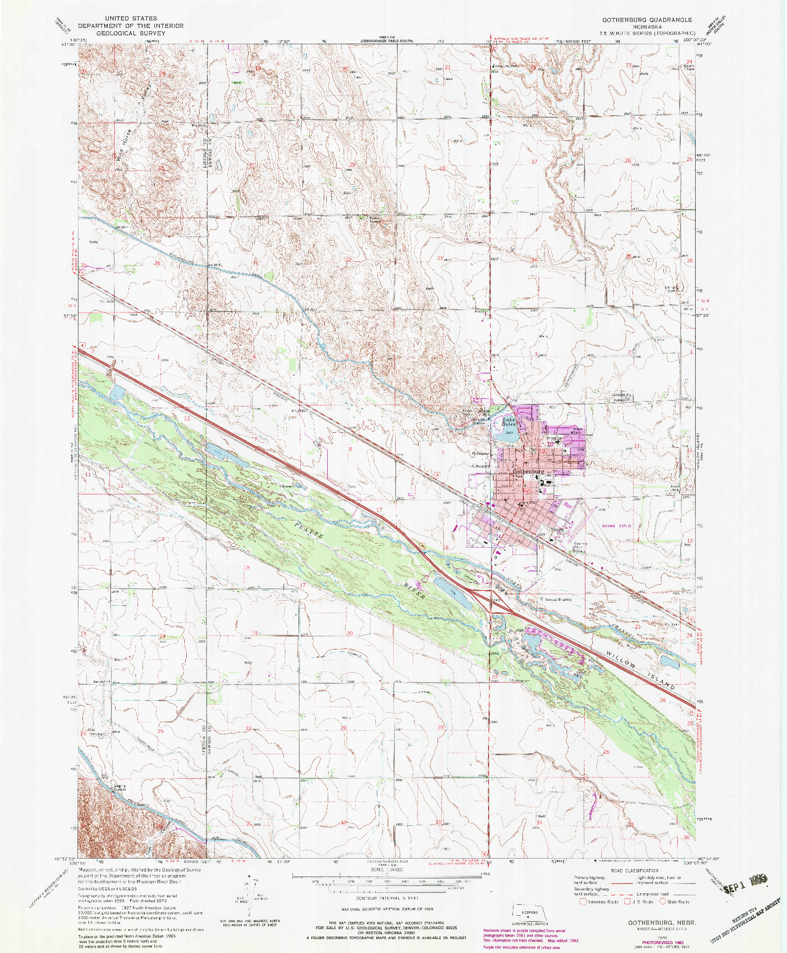 USGS 1:24000-SCALE QUADRANGLE FOR GOTHENBURG, NE 1970