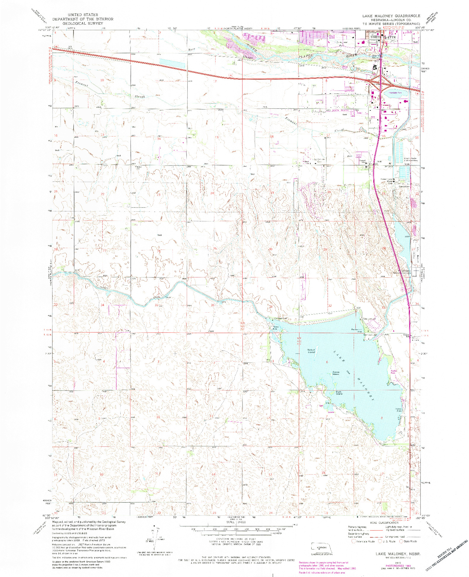 USGS 1:24000-SCALE QUADRANGLE FOR LAKE MALONEY, NE 1970