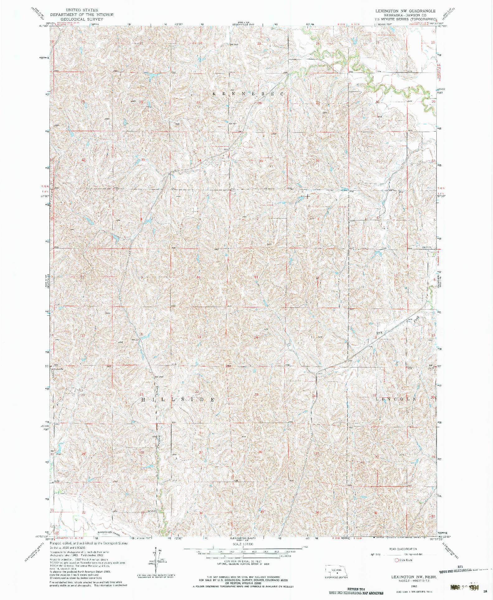 USGS 1:24000-SCALE QUADRANGLE FOR LEXINGTON NW, NE 1962