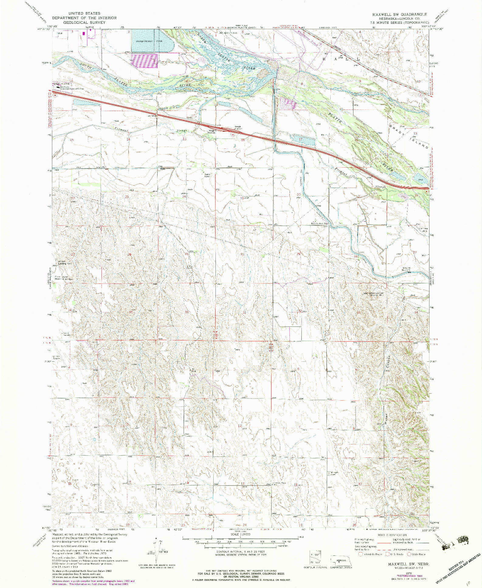 USGS 1:24000-SCALE QUADRANGLE FOR MAXWELL SW, NE 1970