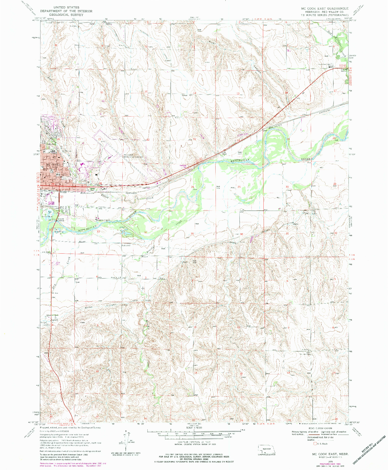 USGS 1:24000-SCALE QUADRANGLE FOR MCCOOK EAST, NE 1970