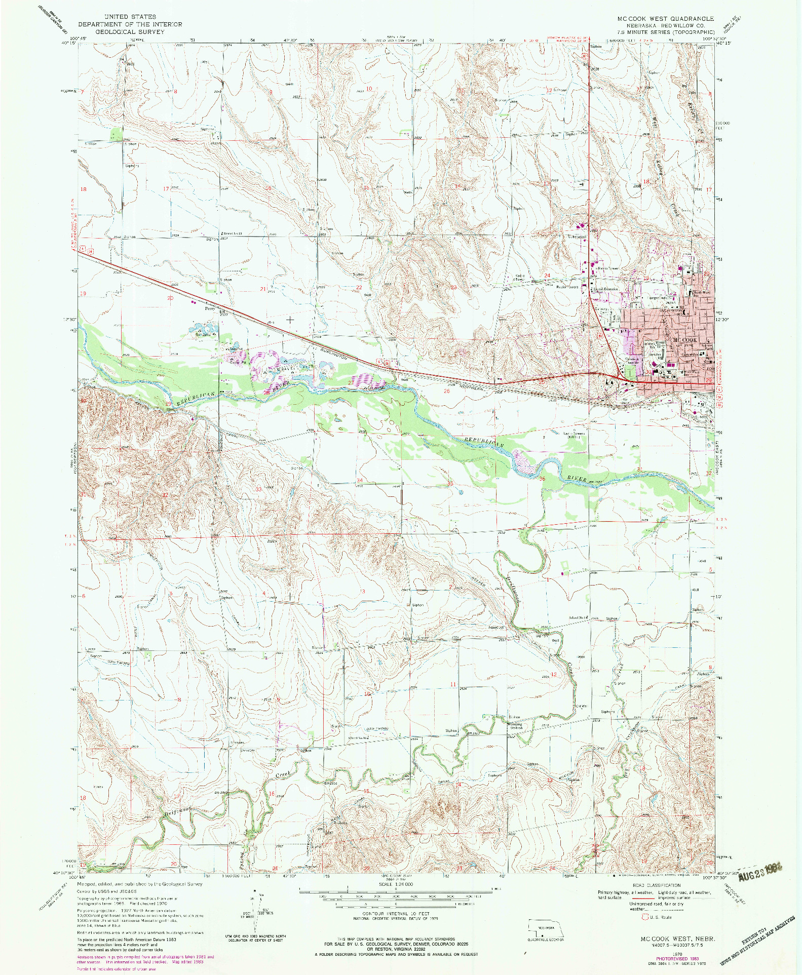 USGS 1:24000-SCALE QUADRANGLE FOR MCCOOK WEST, NE 1970