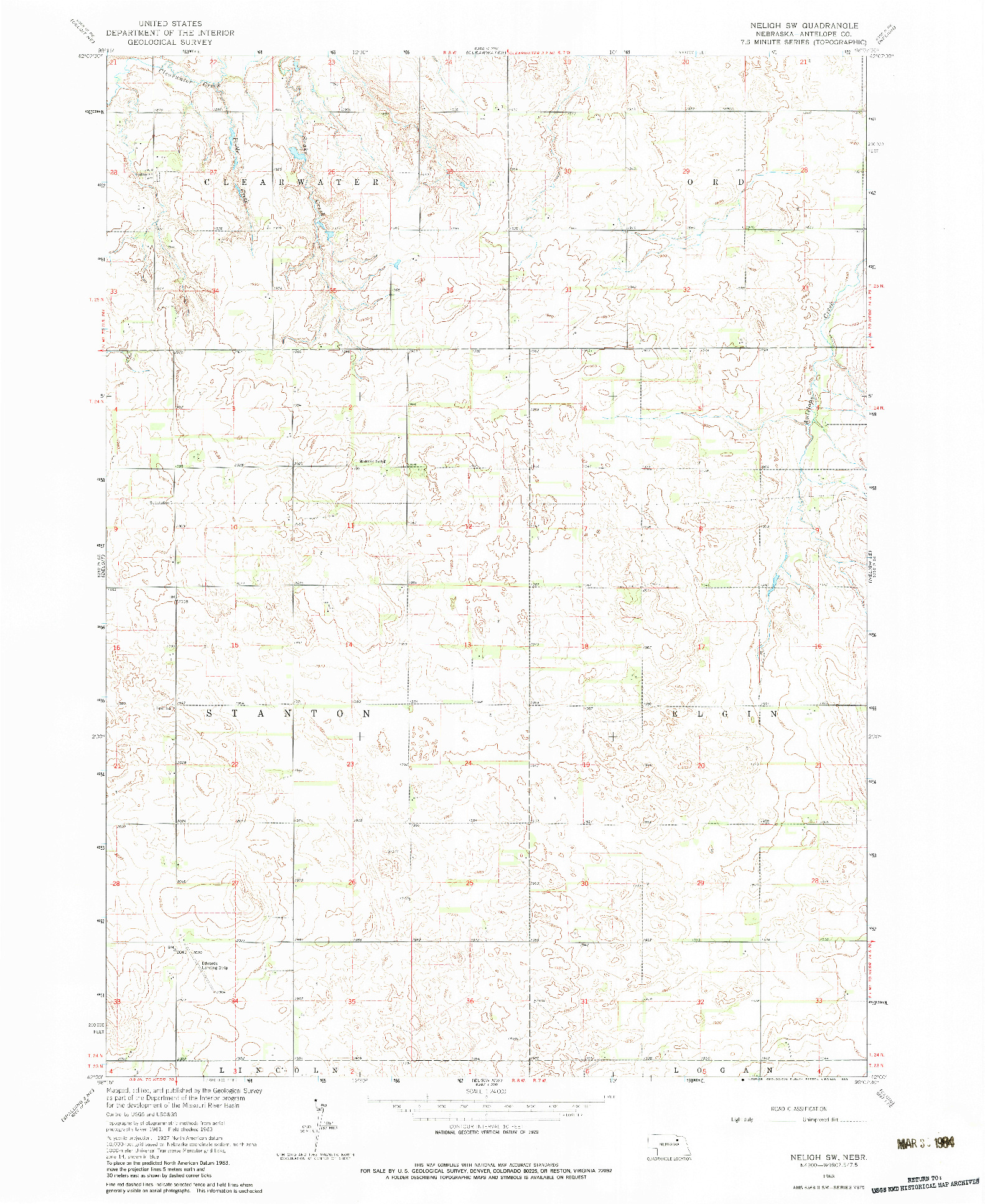 USGS 1:24000-SCALE QUADRANGLE FOR NELIGH SW, NE 1963