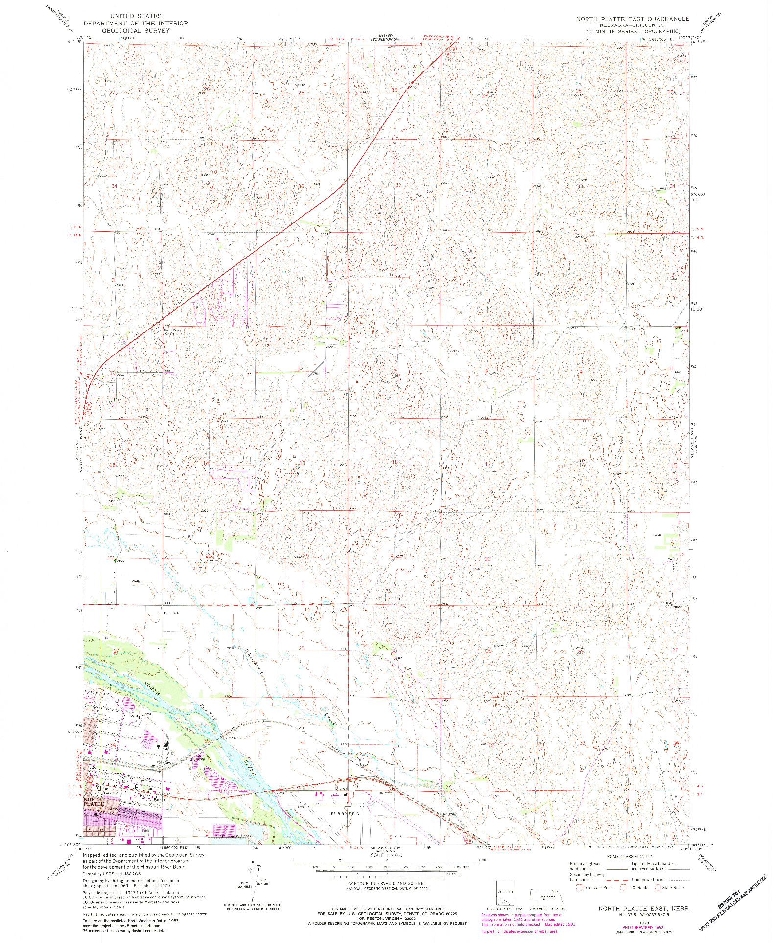 USGS 1:24000-SCALE QUADRANGLE FOR NORTH PLATTE EAST, NE 1970