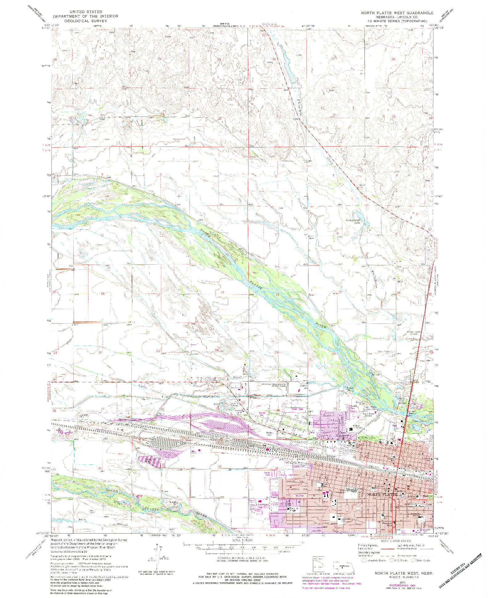 USGS 1:24000-SCALE QUADRANGLE FOR NORTH PLATTE WEST, NE 1970