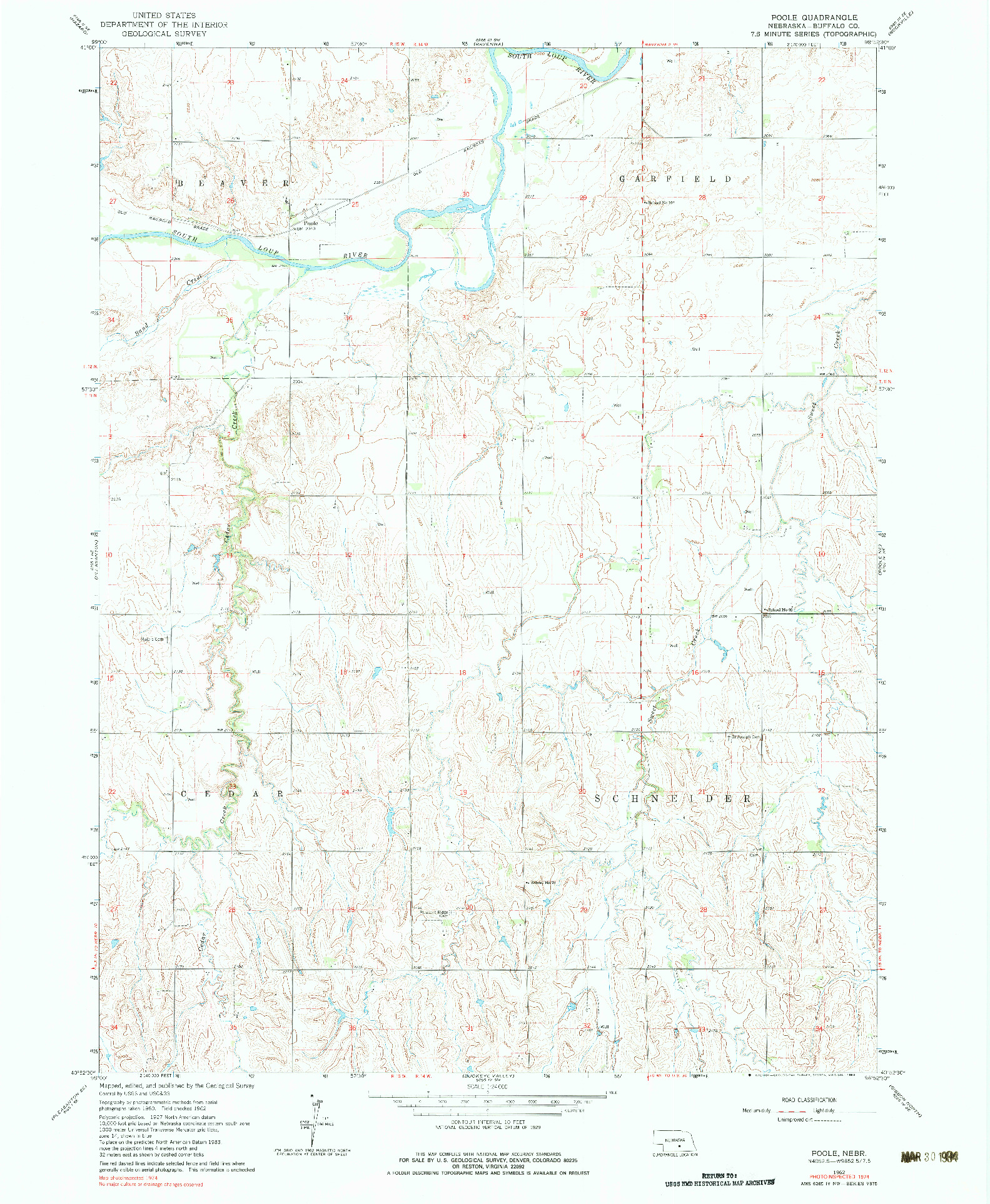 USGS 1:24000-SCALE QUADRANGLE FOR POOLE, NE 1962