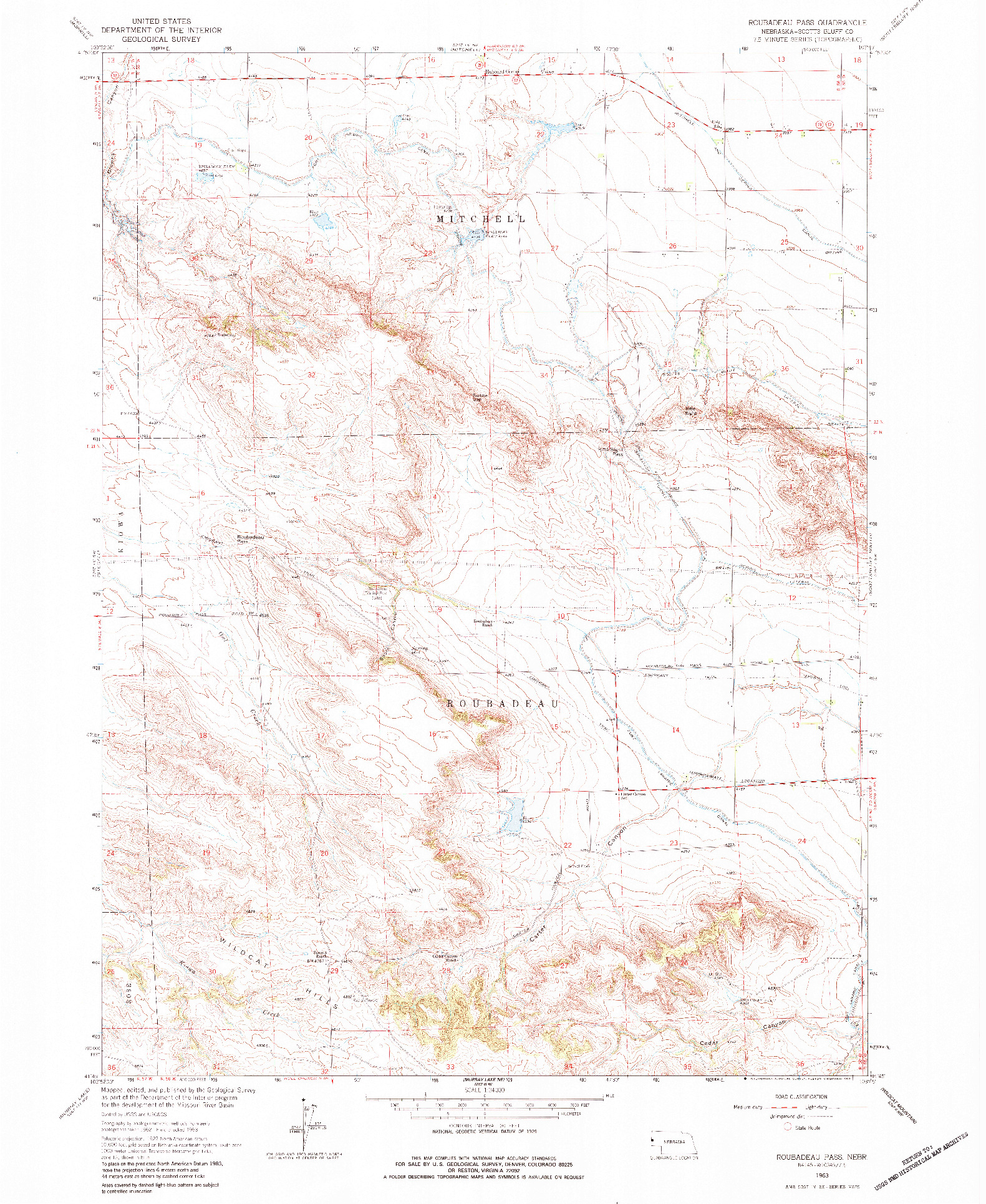 USGS 1:24000-SCALE QUADRANGLE FOR ROUBADEAU PASS, NE 1963