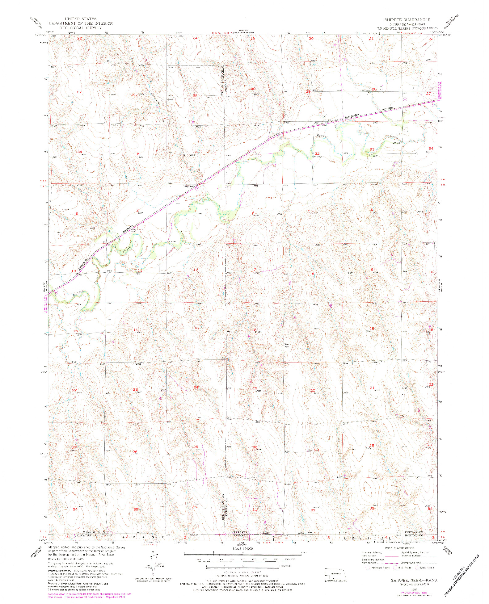 USGS 1:24000-SCALE QUADRANGLE FOR SHIPPEE, NE 1957